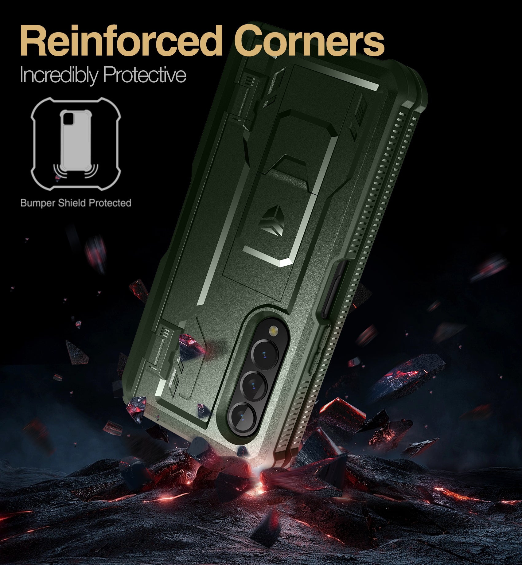 Dexnor Case for Samsung Galaxy Z Fold 3 With Hinge Coverage Screen Protector Full Body Bumper Kickstand Heavy-duty Shockproof Rugged Cover.