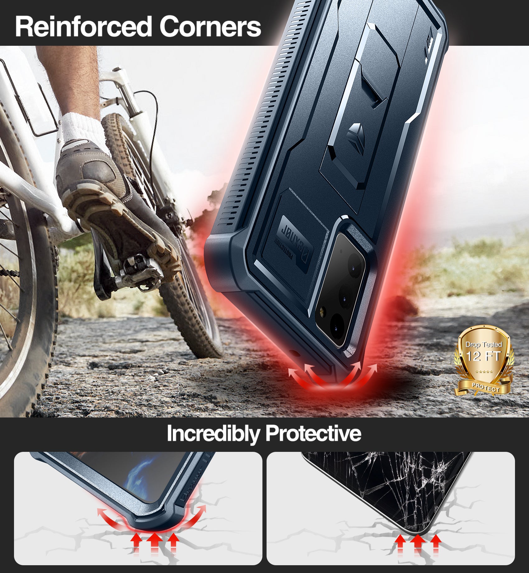 Dexnor Case for Samsung Galaxy Note 20 With Single Screen Protector Full Body Bumper Kickstand Heavy-duty Shockproof Rugged Cover.