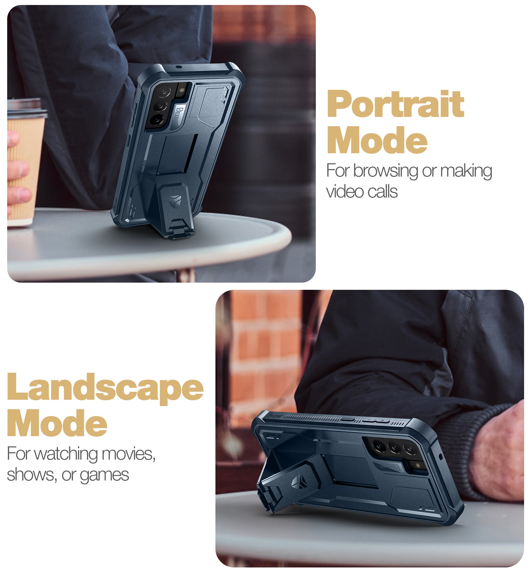 Dexnor Case for Samsung Galaxy S21 FE With Single Screen Protector Full Body Bumper Kickstand Heavy-duty Shockproof Rugged Cover.