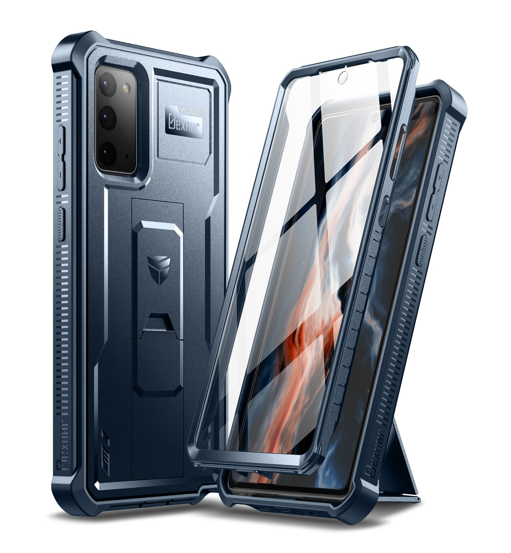 Dexnor Case for Samsung Galaxy Note 20 With Single Screen Protector Full Body Bumper Kickstand Heavy-duty Shockproof Rugged Cover.