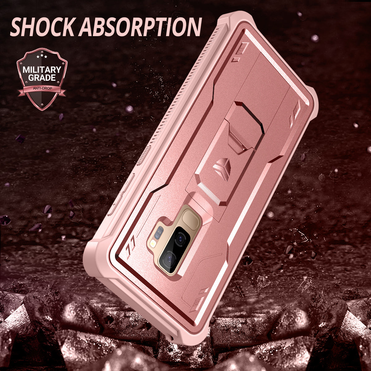 Dexnor Case for Samsung Galaxy S9 Plus With Single Screen Protector Full Body Bumper Kickstand Heavy-duty Shockproof Rugged Cover.