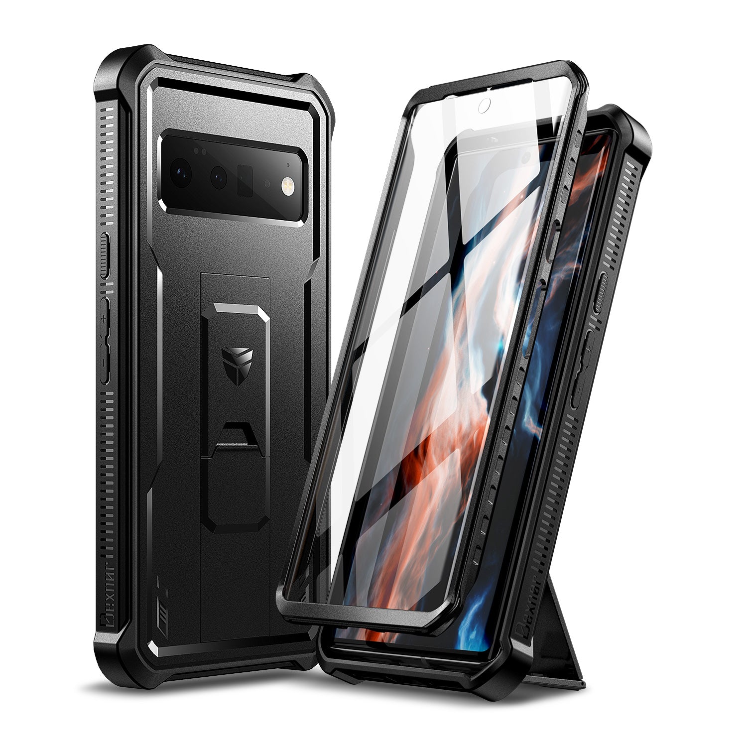 Dexnor Case for Google Pixel 6 Pro 5G With Screen Protector Full Body Bumper Kickstand Heavy-duty Shockproof Rugged Cover.