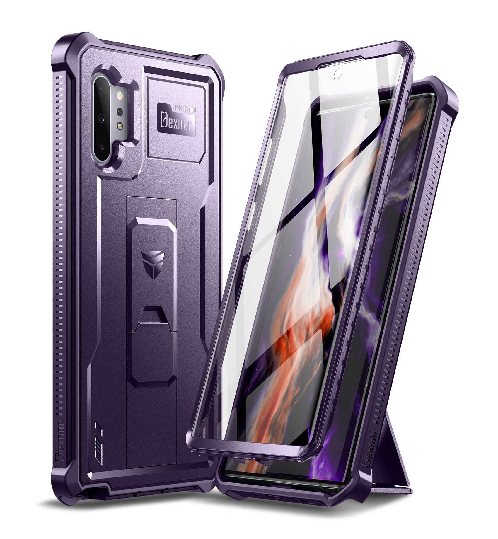 Dexnor Case for Samsung Galaxy Note 10+ With Single Screen Protector Full Body Bumper Kickstand Heavy-duty Shockproof Rugged Cover.