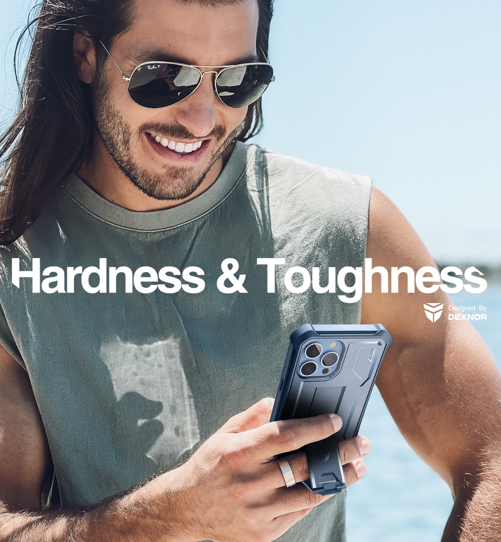 Dexnor for iphone 13 Pro Max Case With Heavy-duty Shockproof Full Body Built-in Screen Protector Adjustable Kickstand