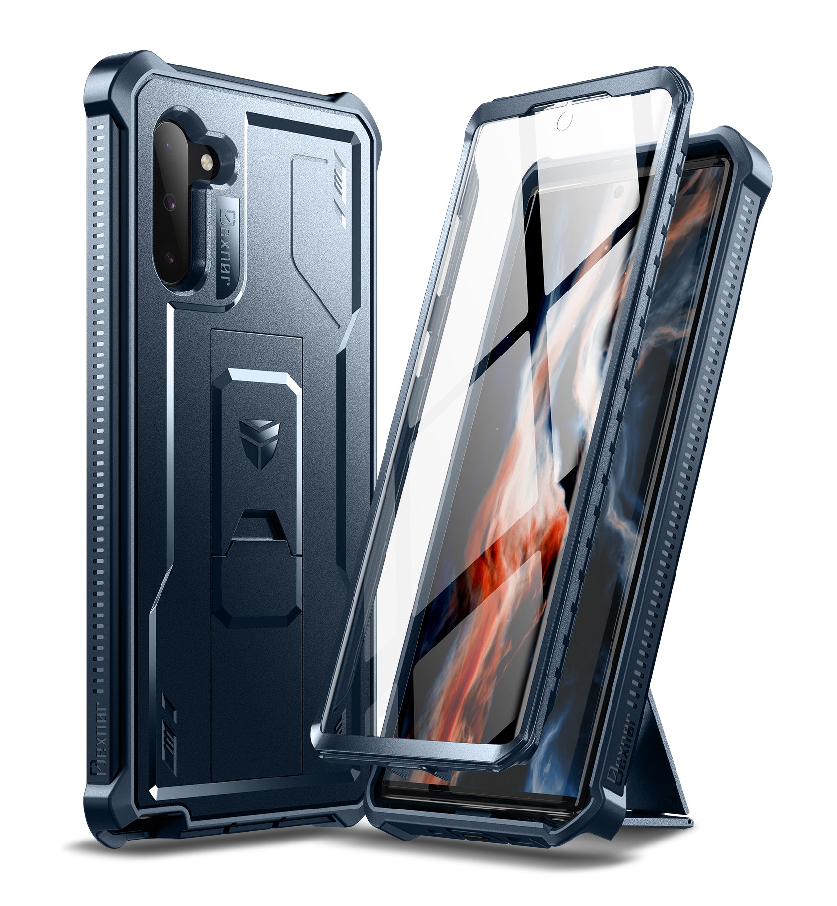 Dexnor Case for Samsung Galaxy Note 10 With Single Screen Protector Full Body Bumper Kickstand Heavy-duty Shockproof Rugged Cover.