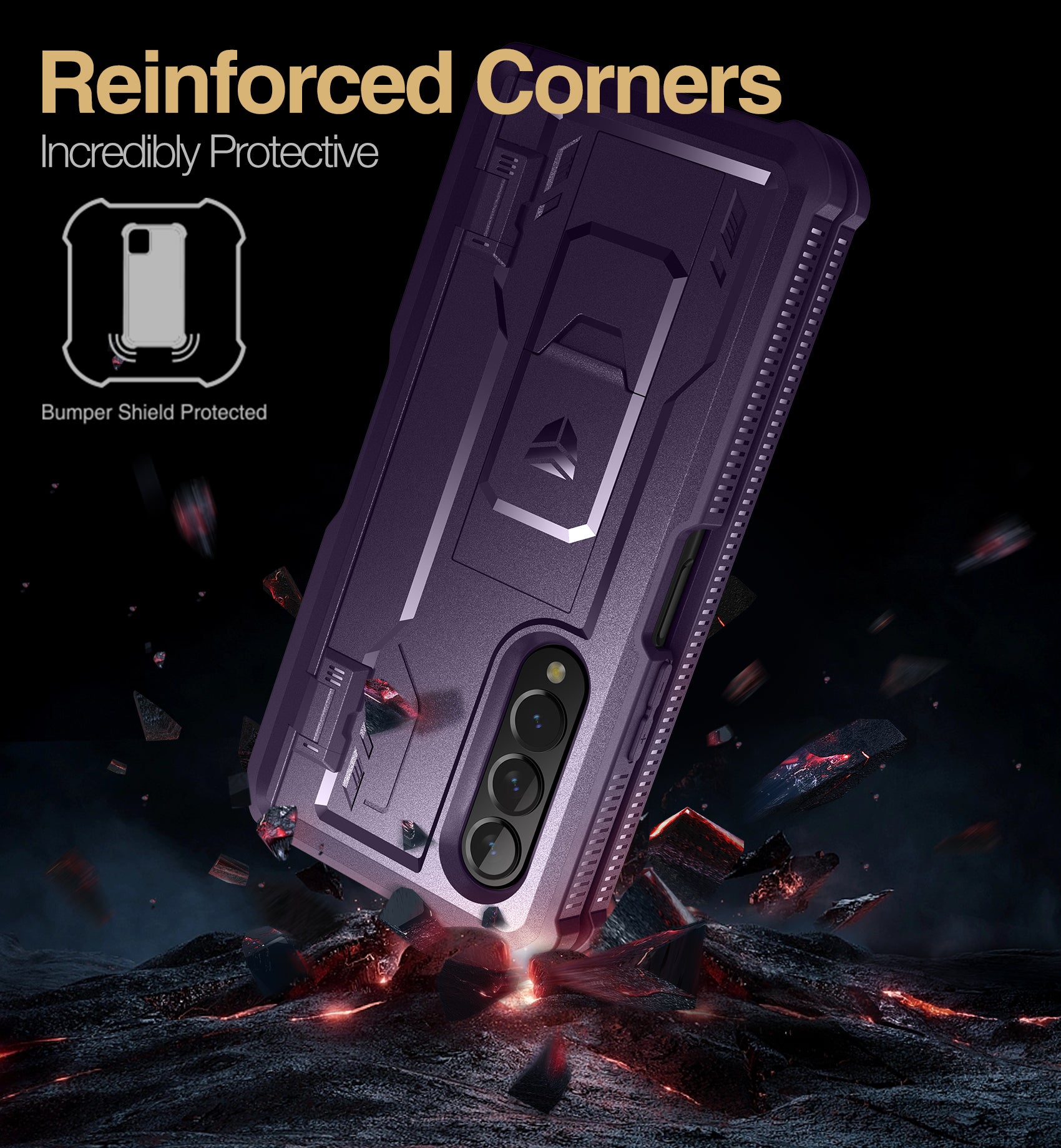 Dexnor Case for Samsung Galaxy Z Fold 3 With Hinge Coverage Screen Protector Full Body Bumper Kickstand Heavy-duty Shockproof Rugged Cover.