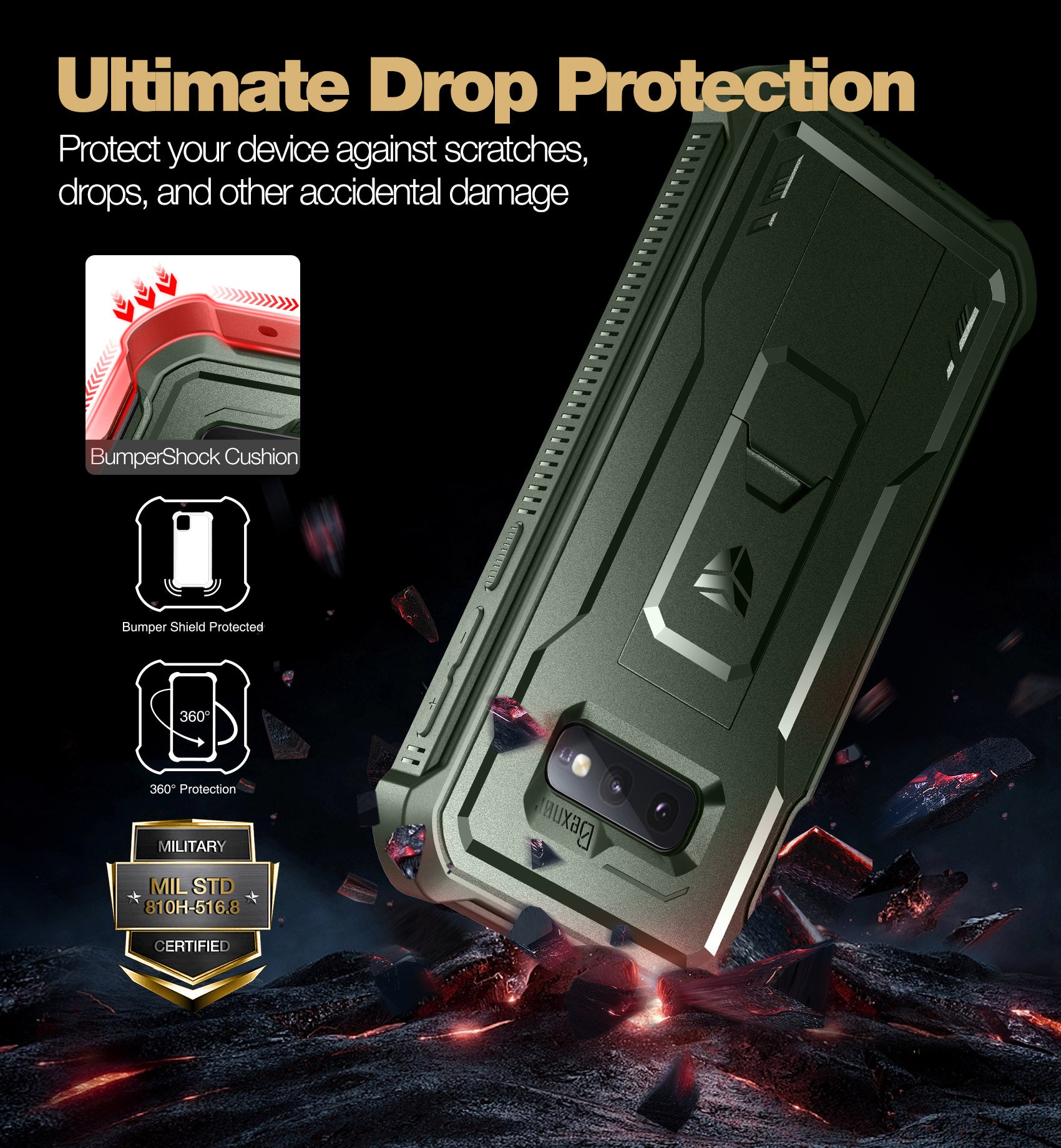 Dexnor Case for Samsung Galaxy S10E With Single Screen Protector Full Body Bumper Kickstand Heavy-duty Shockproof Rugged Cover