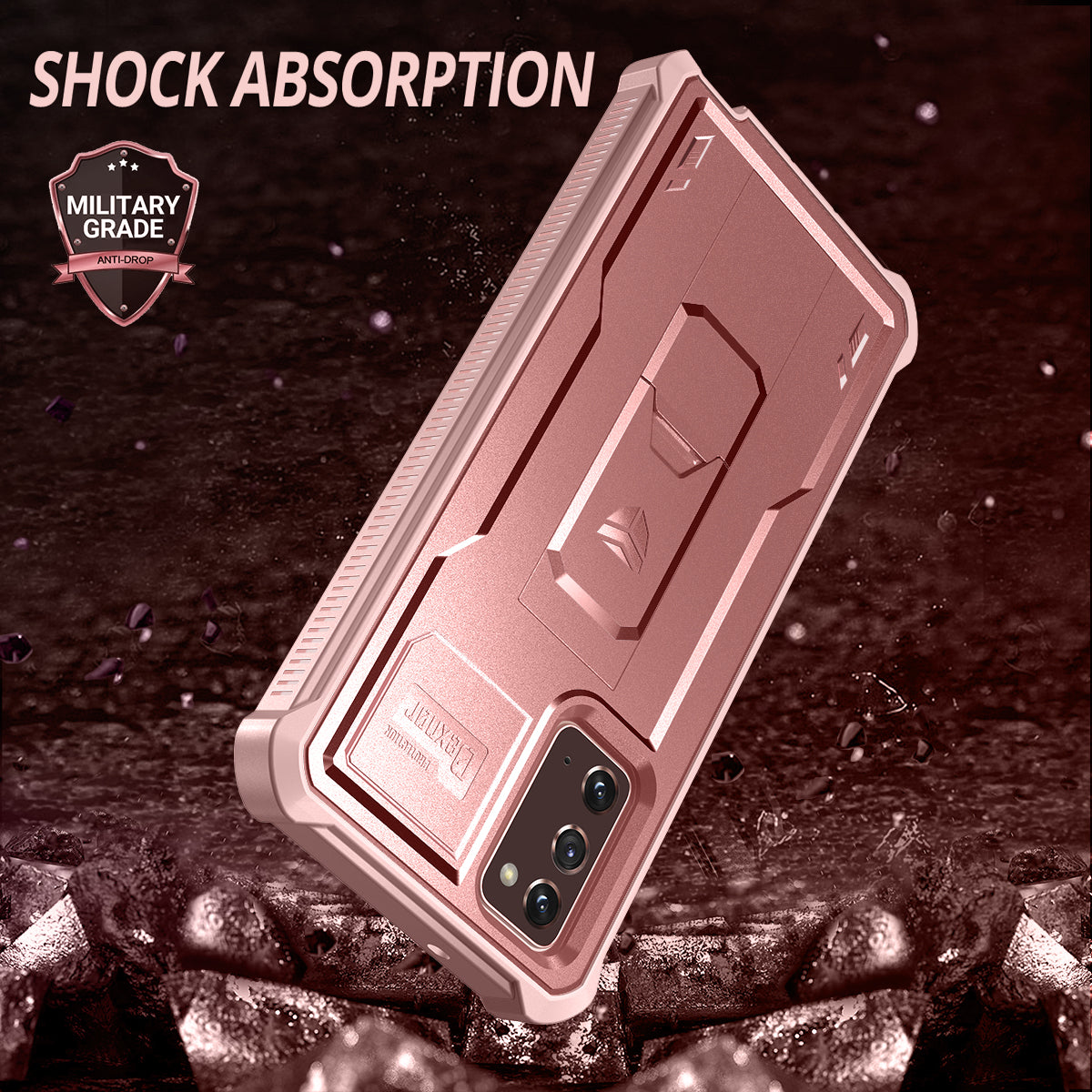 Dexnor Case for Samsung Galaxy Note 20 With Single Screen Protector Full Body Bumper Kickstand Heavy-duty Shockproof Rugged Cover.