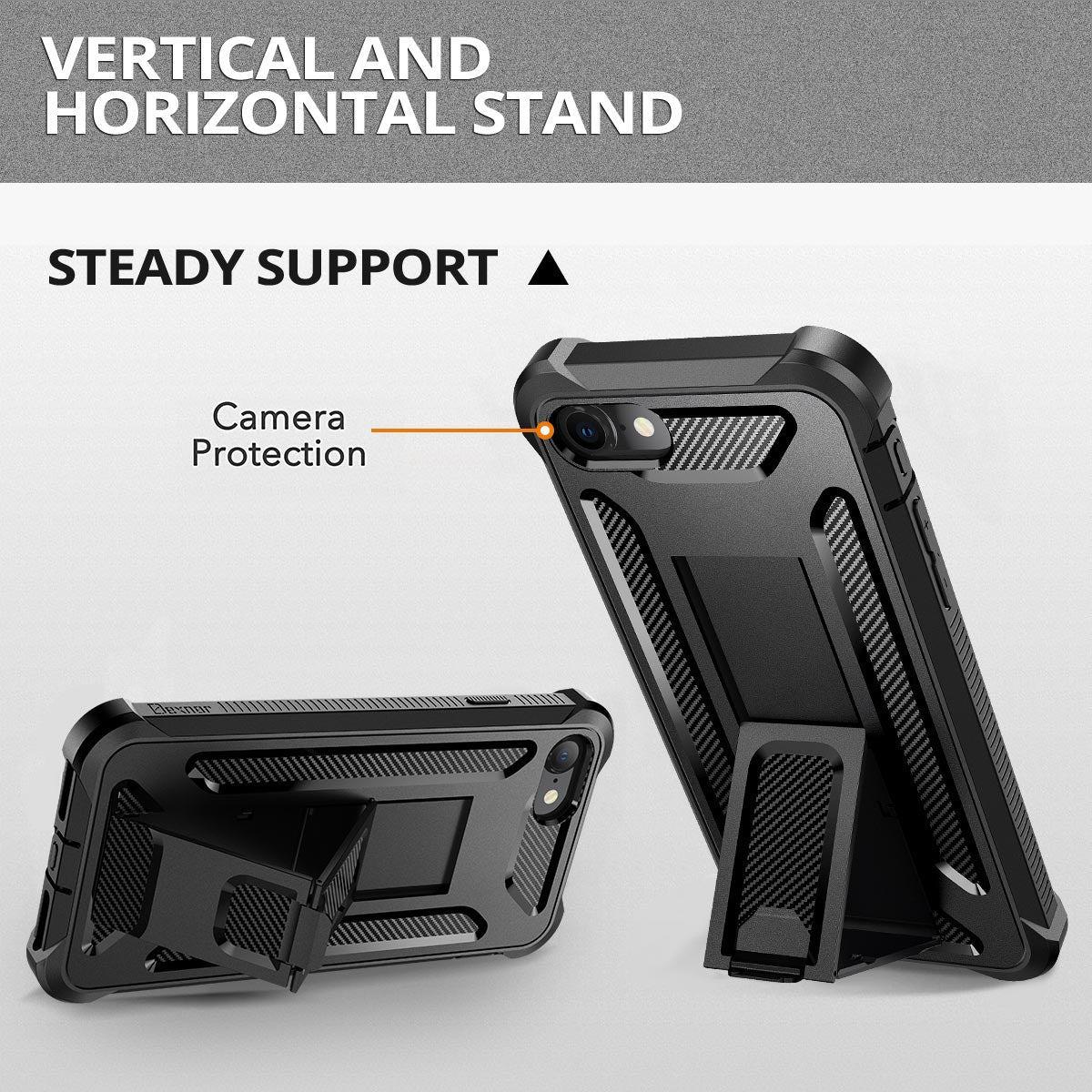 Dexnor Case for iPhone SE2020(iphone7/iphone8 universal)With Screen Protector Full Body Bumper Kickstand Heavy-duty Shockproof Rugged Cover.