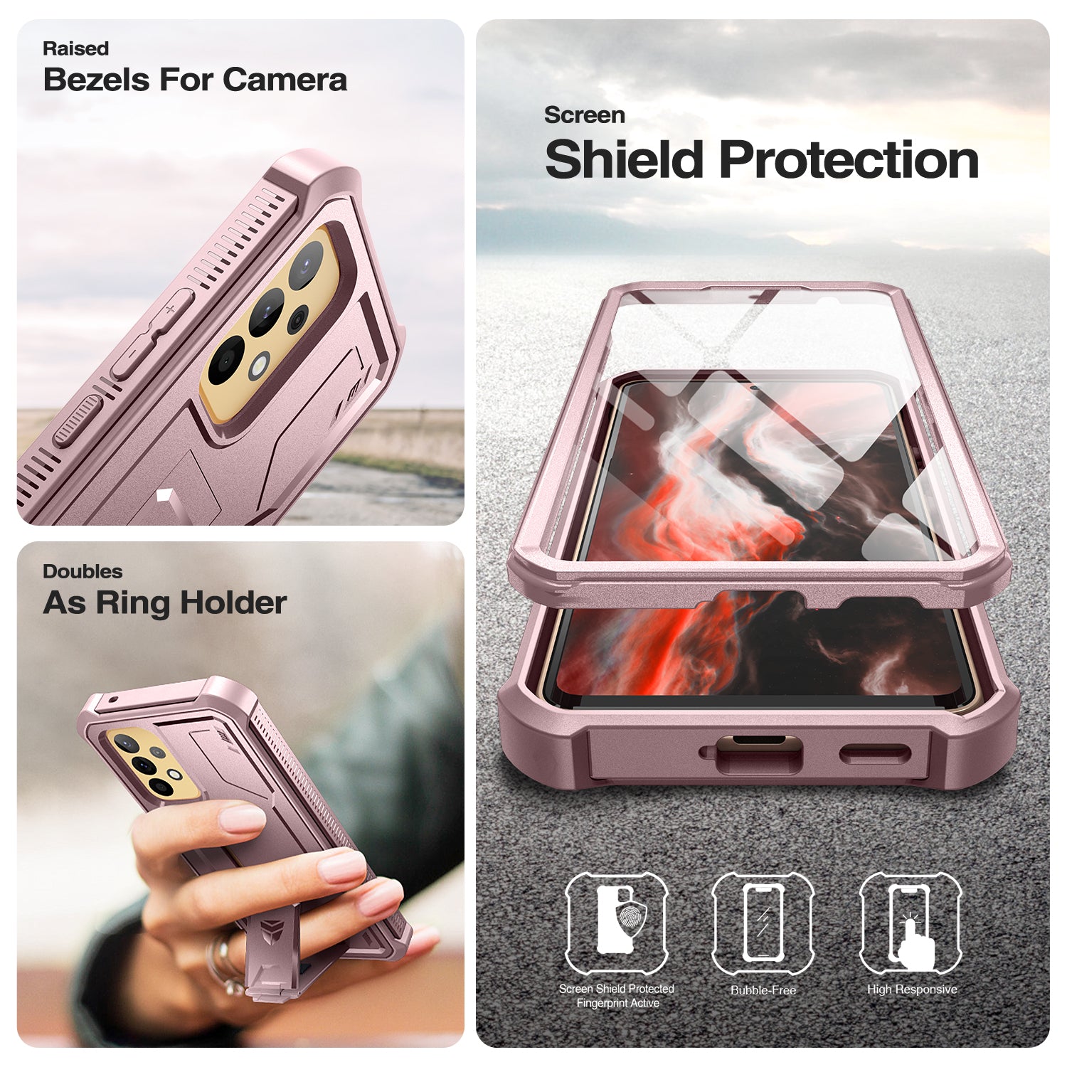 Dexnor Case for Samsung Galaxy A53 5G With Single Screen Protector Full Body Bumper Kickstand Heavy-duty Shockproof Rugged Cover.
