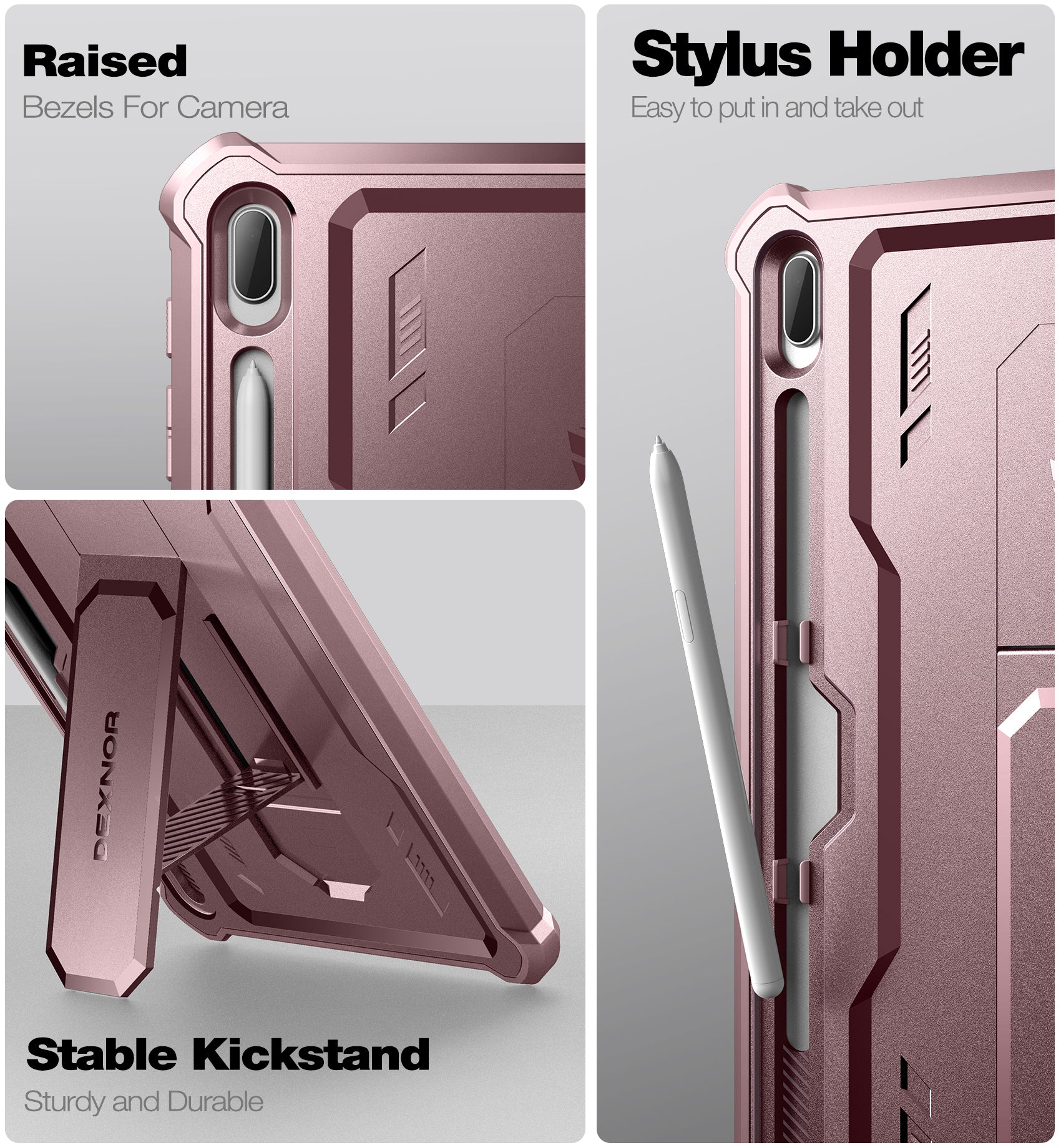 Dexnor Tablet Case for Samsung Galaxy Tab S7 Plus/S8 Plus With Screen Protector Full Body Bumper Kickstand Heavy-duty Shockproof Rugged Pen Holder Cover.