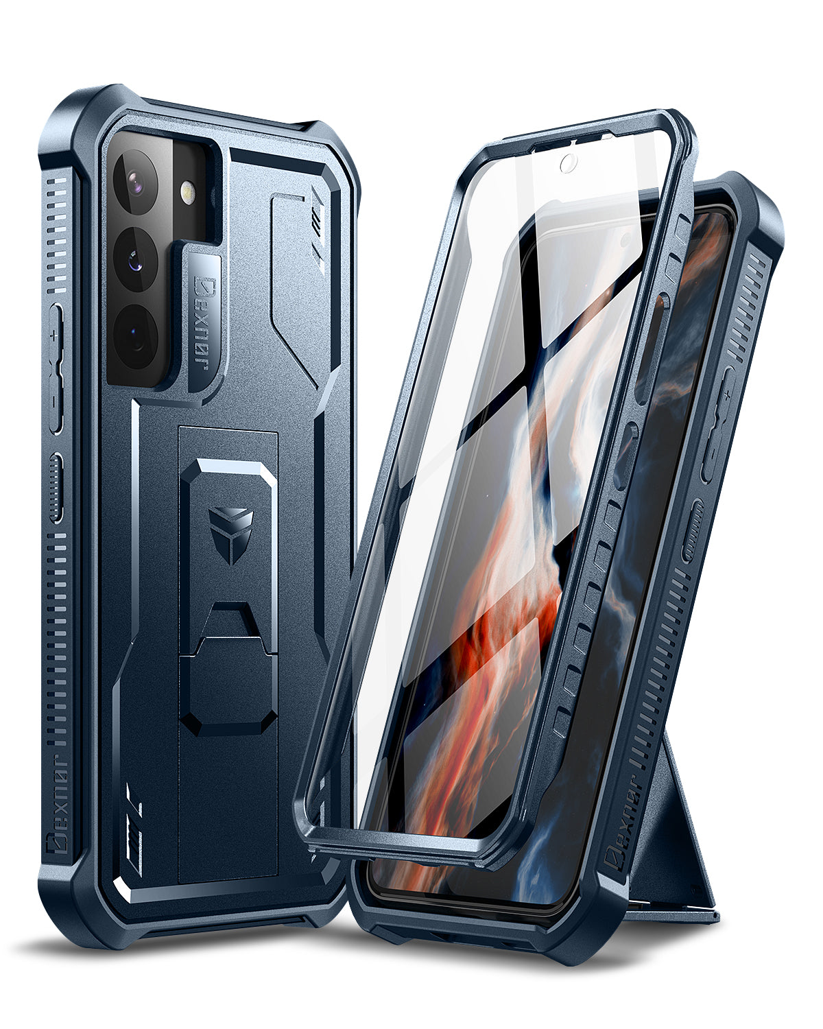 Dexnor Case for Samsung Galaxy S22 With Single Screen Protector Full Body Bumper Kickstand Heavy-duty Shockproof Rugged Cover.