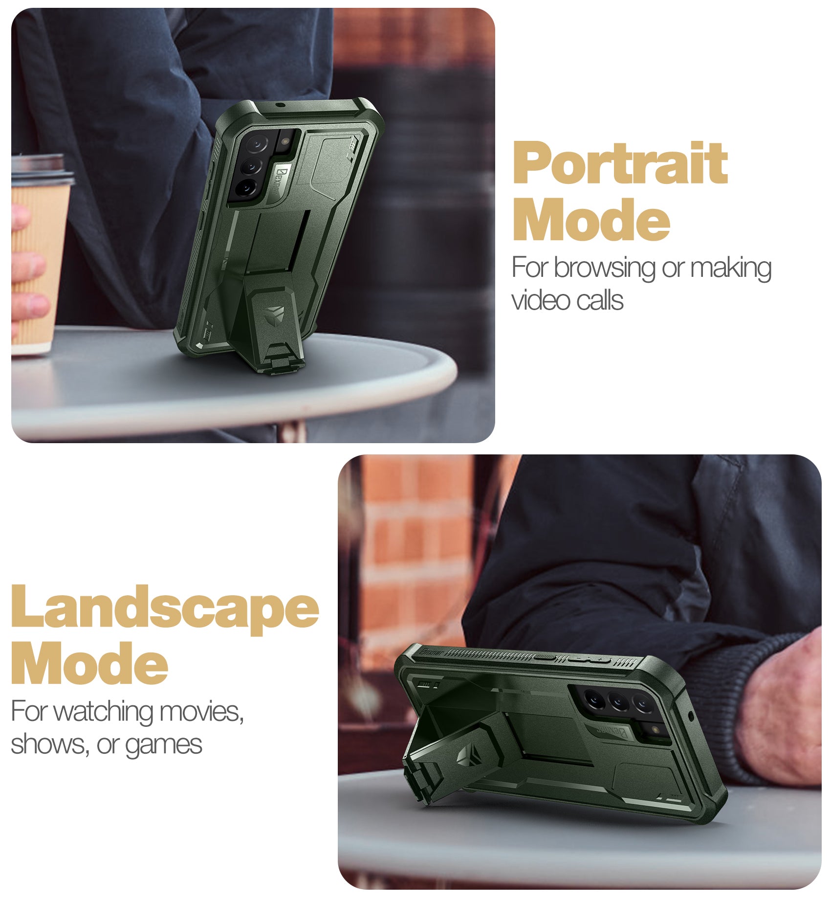 Dexnor Case for Samsung Galaxy S21 FE With Single Screen Protector Full Body Bumper Kickstand Heavy-duty Shockproof Rugged Cover.