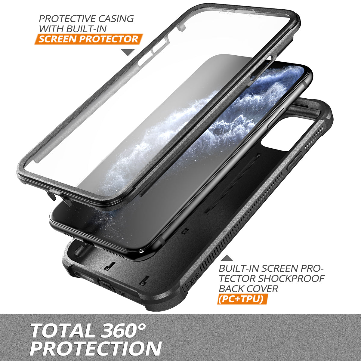 Dexnor Case for iPhone 11 Pro Max With Screen Protector Full Body Bumper Kickstand Heavy-duty Shockproof Rugged Cover.