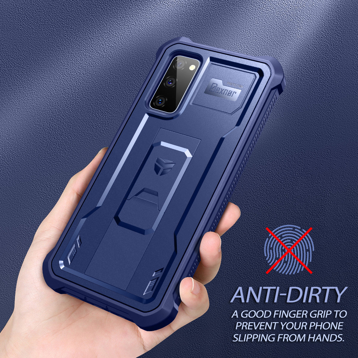 Dexnor Case for Samsung Galaxy S20 FE With Single Screen Protector Full Body Bumper Kickstand Heavy-duty Shockproof Rugged Cover