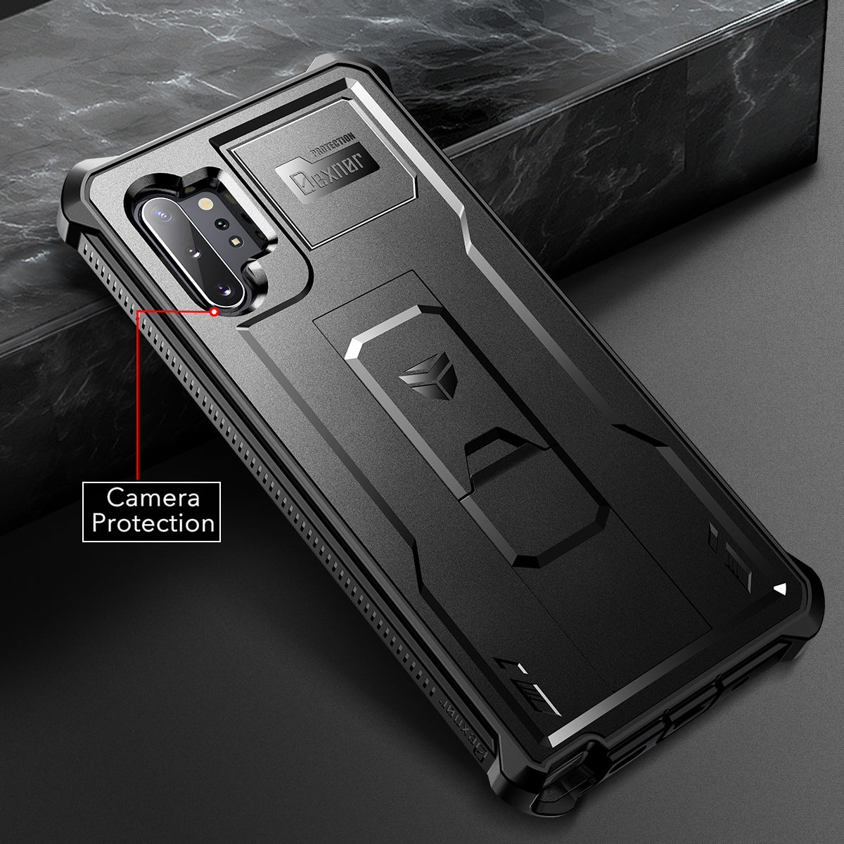 Dexnor Case for Samsung Galaxy Note 10+ With Single Screen Protector Full Body Bumper Kickstand Heavy-duty Shockproof Rugged Cover.
