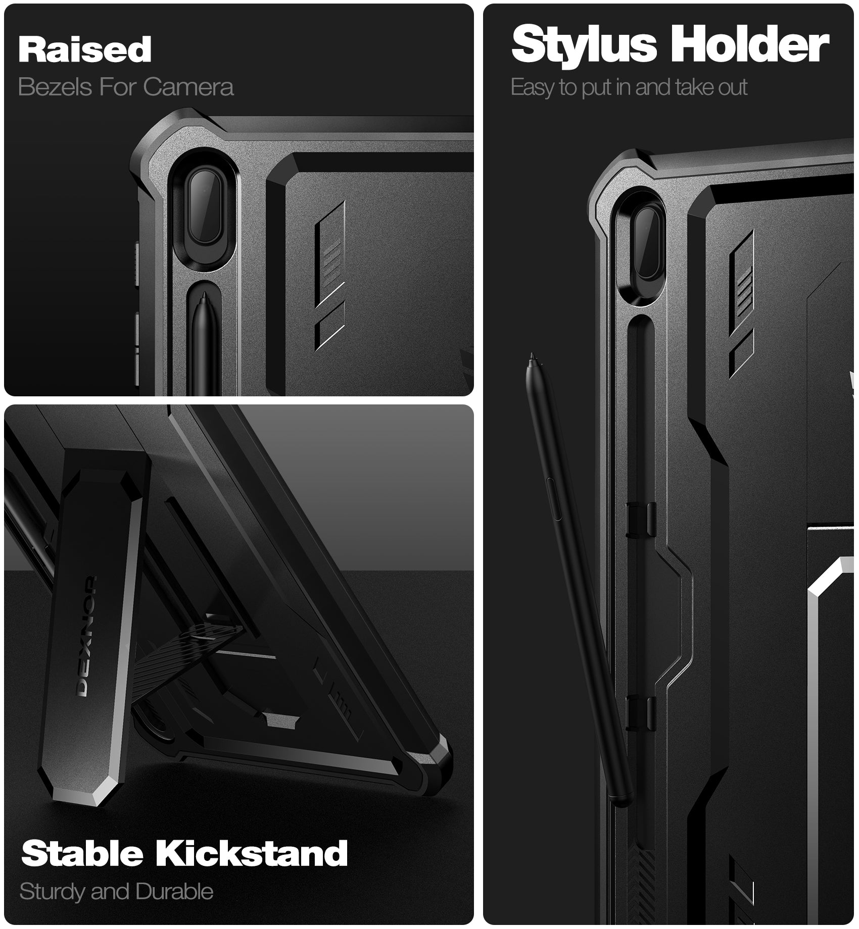 Dexnor Tablet Case for Samsung Galaxy Tab S7 Plus/S8 Plus With Screen Protector Full Body Bumper Kickstand Heavy-duty Shockproof Rugged Pen Holder Cover.