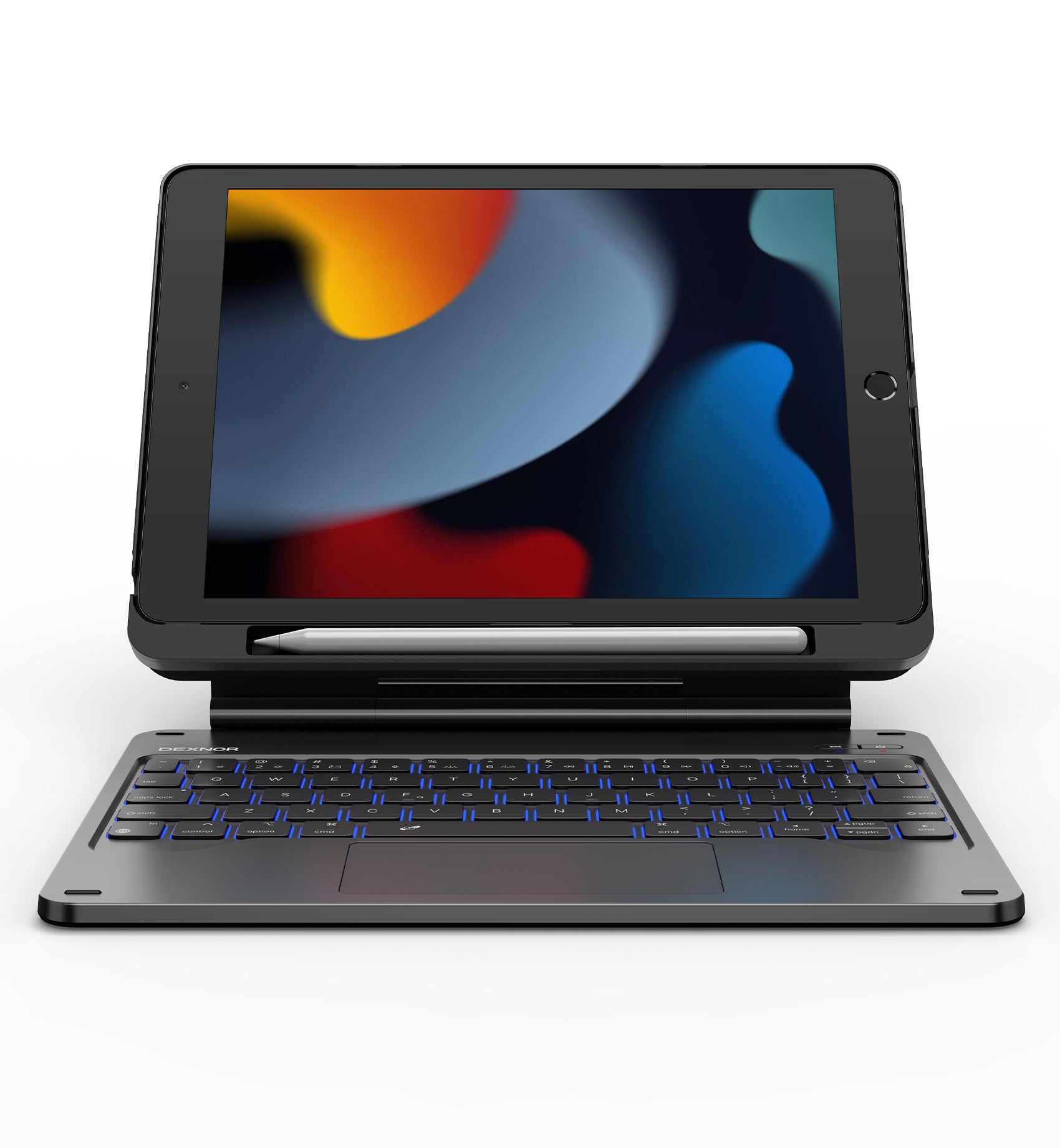 Dexnor Keyboard Case For iPad 8th Gen With Trackpad Pen Holder Slim Bluetooth Black 10.2 Inch