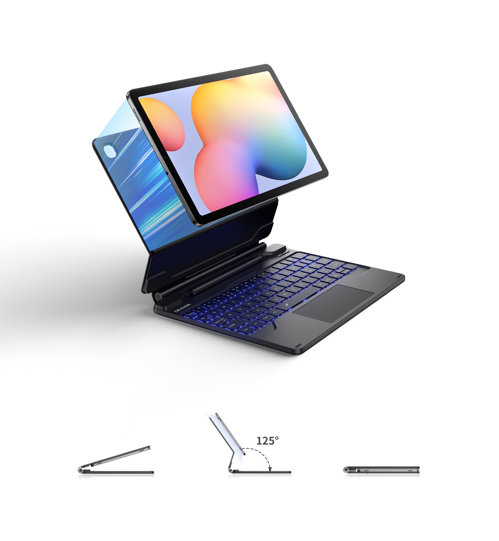 Dexnor Keyboard Case For Samsung Galaxy Tab S6 Lite 2024 With Trackpad Pen Holder Book Style Cover Slim Bluetooth Black 10.4 Inch