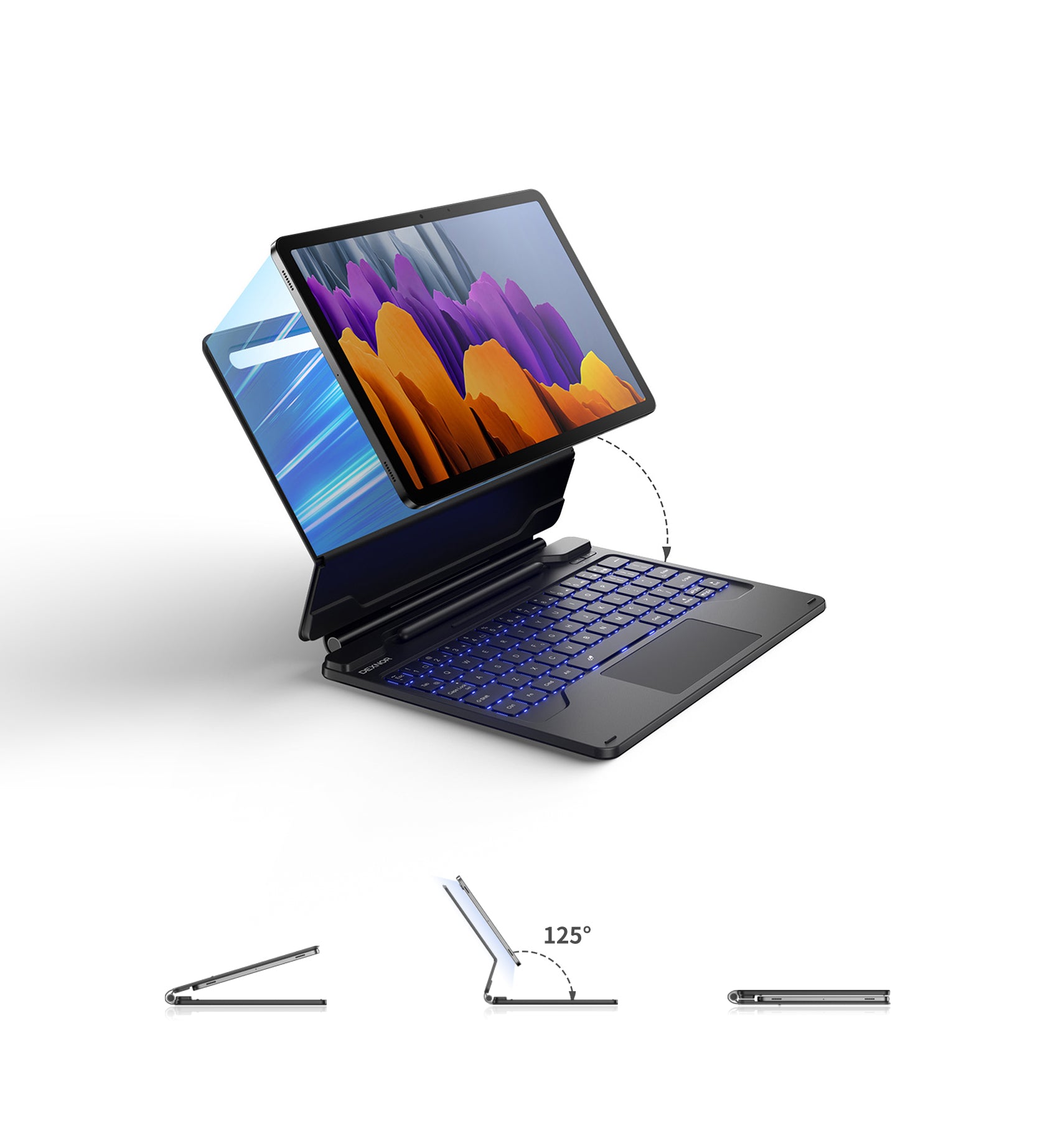 Dexnor Book-style Cover For Samsung Galaxy Tab S7 Keyboard Case With Trackpad Pen Holder Slim Bluetooth Black 11 Inch