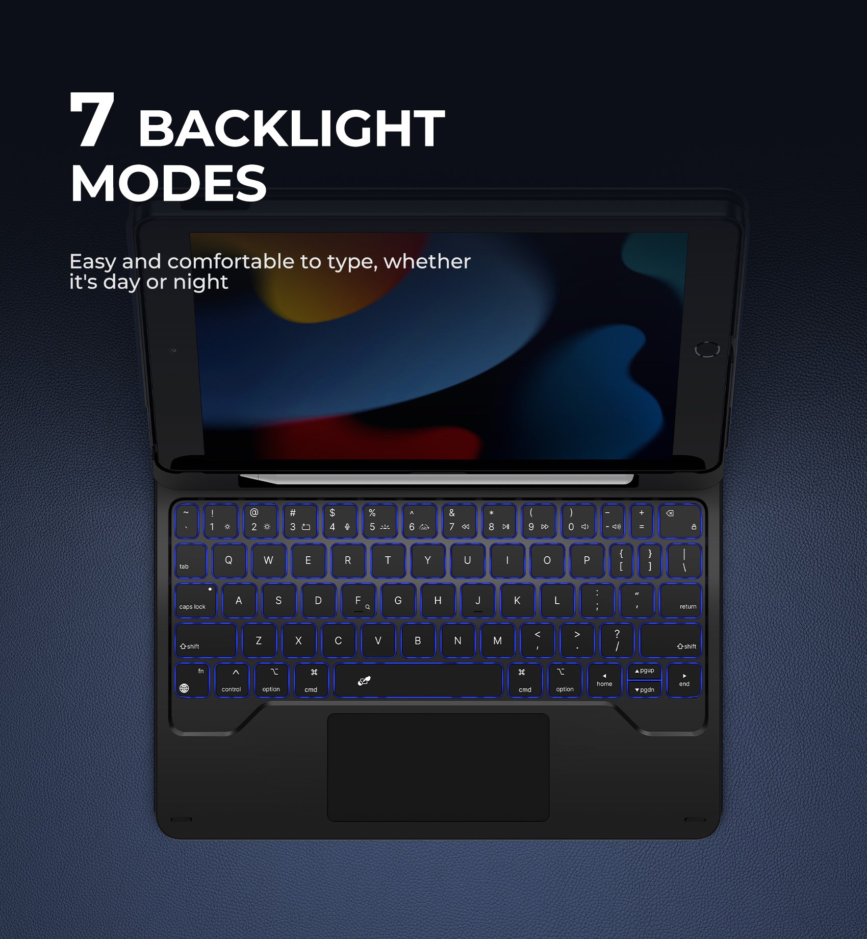 Dexnor Keyboard Case For iPad 8th Gen With Trackpad Pen Holder Slim Bluetooth Black 10.2 Inch