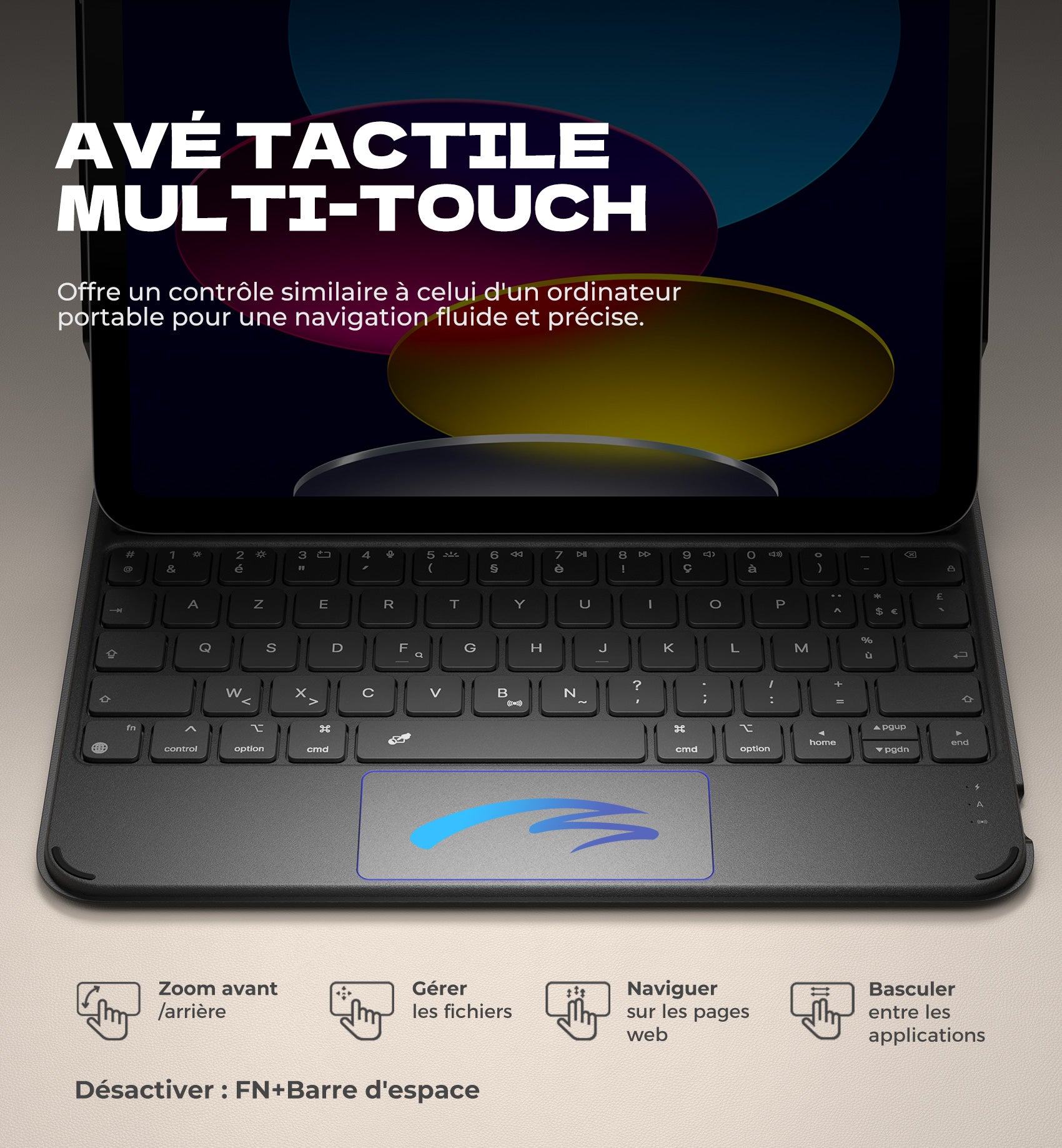 Dexnor Keyboard Case for iPad 11th Gen with Trackpad Ultra-Light Magnetic Detachable Multi-Touch Backlit 10.9" Black