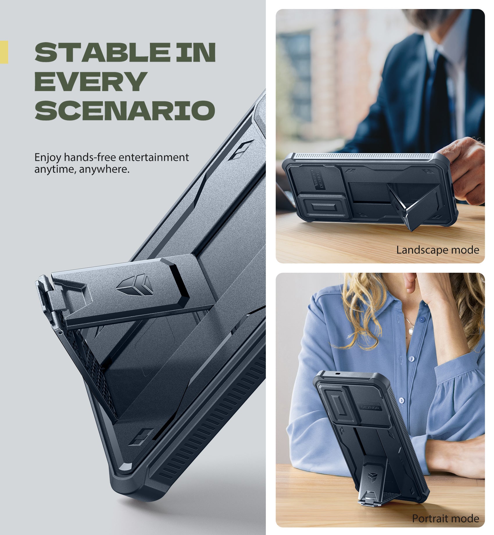 Dexnor Case for Samsung Galaxy S25 Fe Full Body With Screen Protector Slide Camera Bumper Kickstand Heavy-duty Rugged Cover