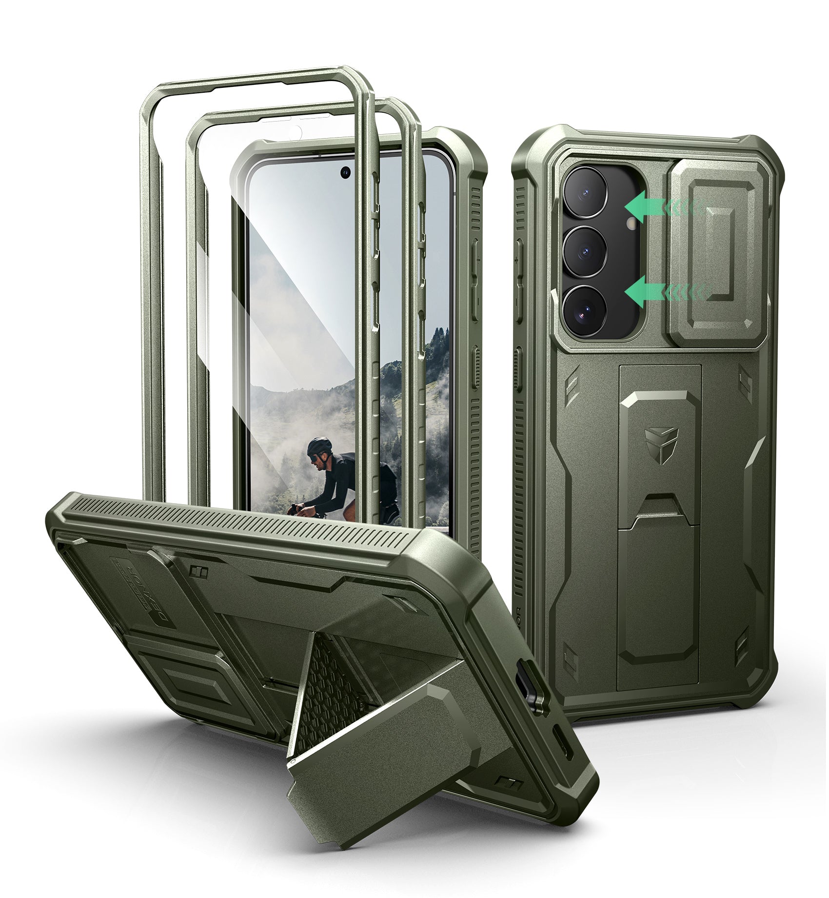 Dexnor Case for Samsung Galaxy S25 Fe Full Body With Screen Protector Slide Camera Bumper Kickstand Heavy-duty Rugged Cover