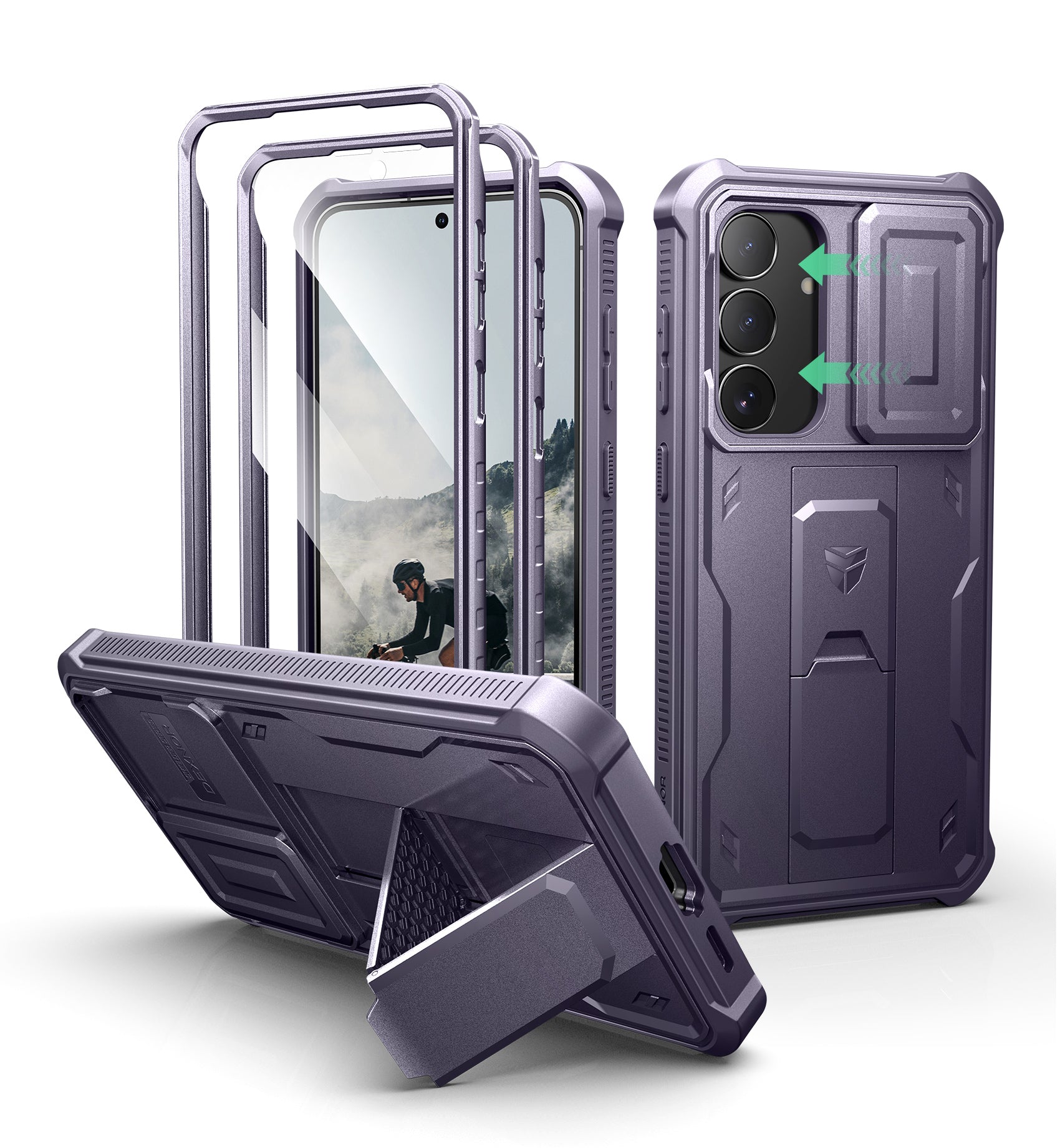 Dexnor Case for Samsung Galaxy S25 Fe Full Body With Screen Protector Slide Camera Bumper Kickstand Heavy-duty Rugged Cover