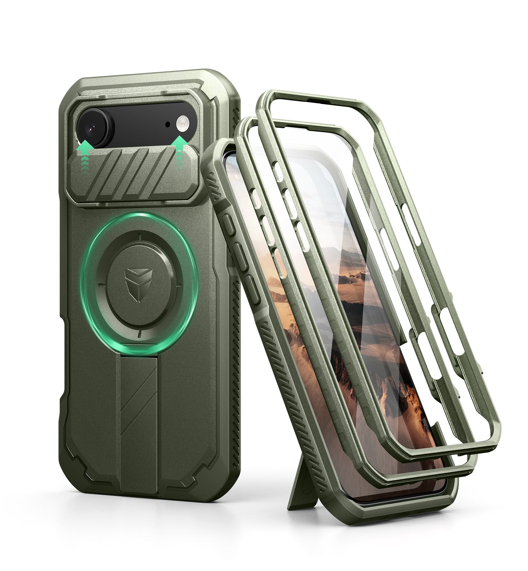 Dexnor Case For iPhone 17 Air With Slide Camera Cover MagSafe Heavy-duty Shockproof Bumper Full Body Built-in Screen Protector 6.5 Inch