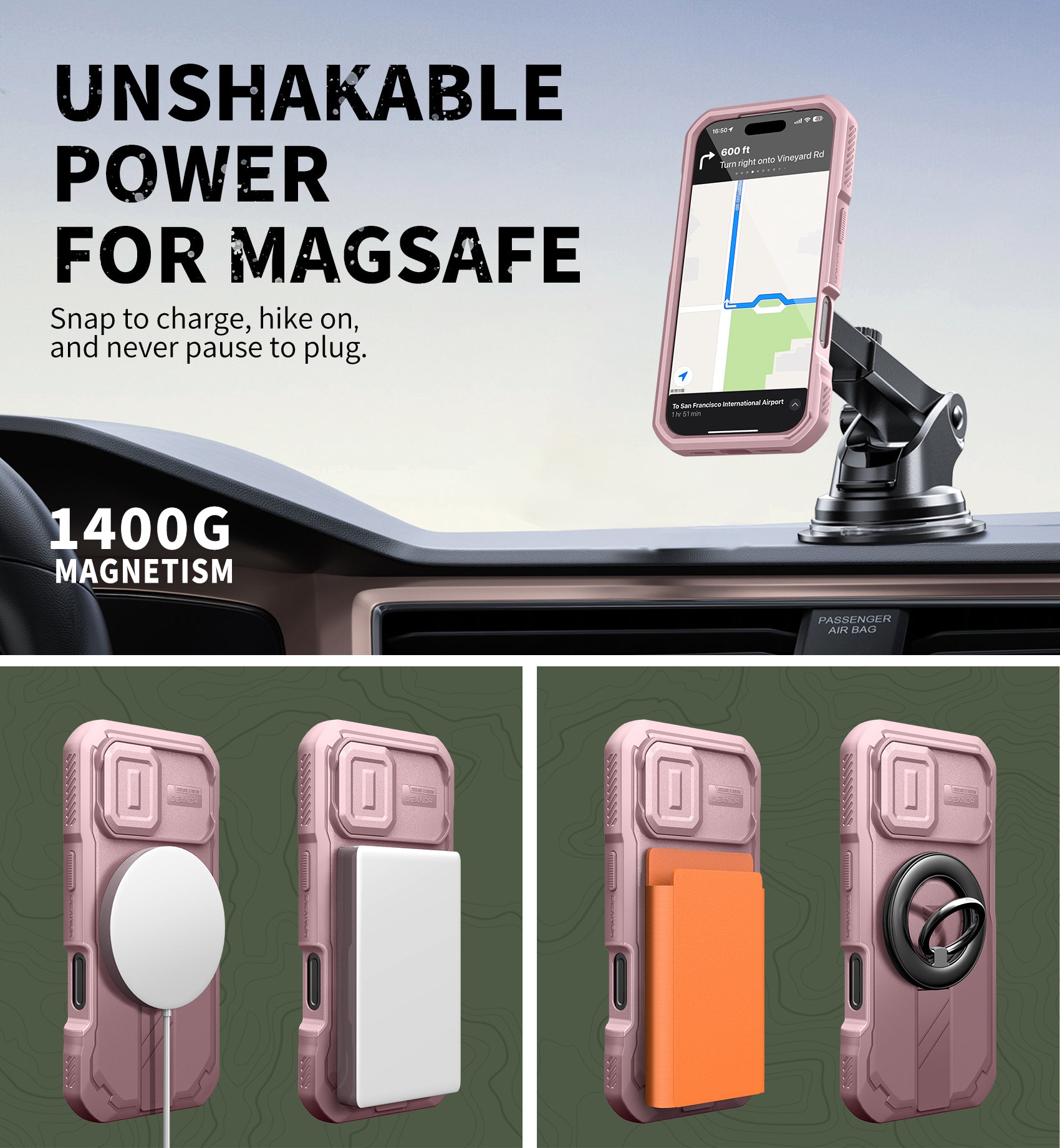 Dexnor Case For iPhone 17 With Slide Camera Cover MagSafe Heavy-duty Shockproof Bumper Full Body Built-in Screen Protector 6.3 Inch