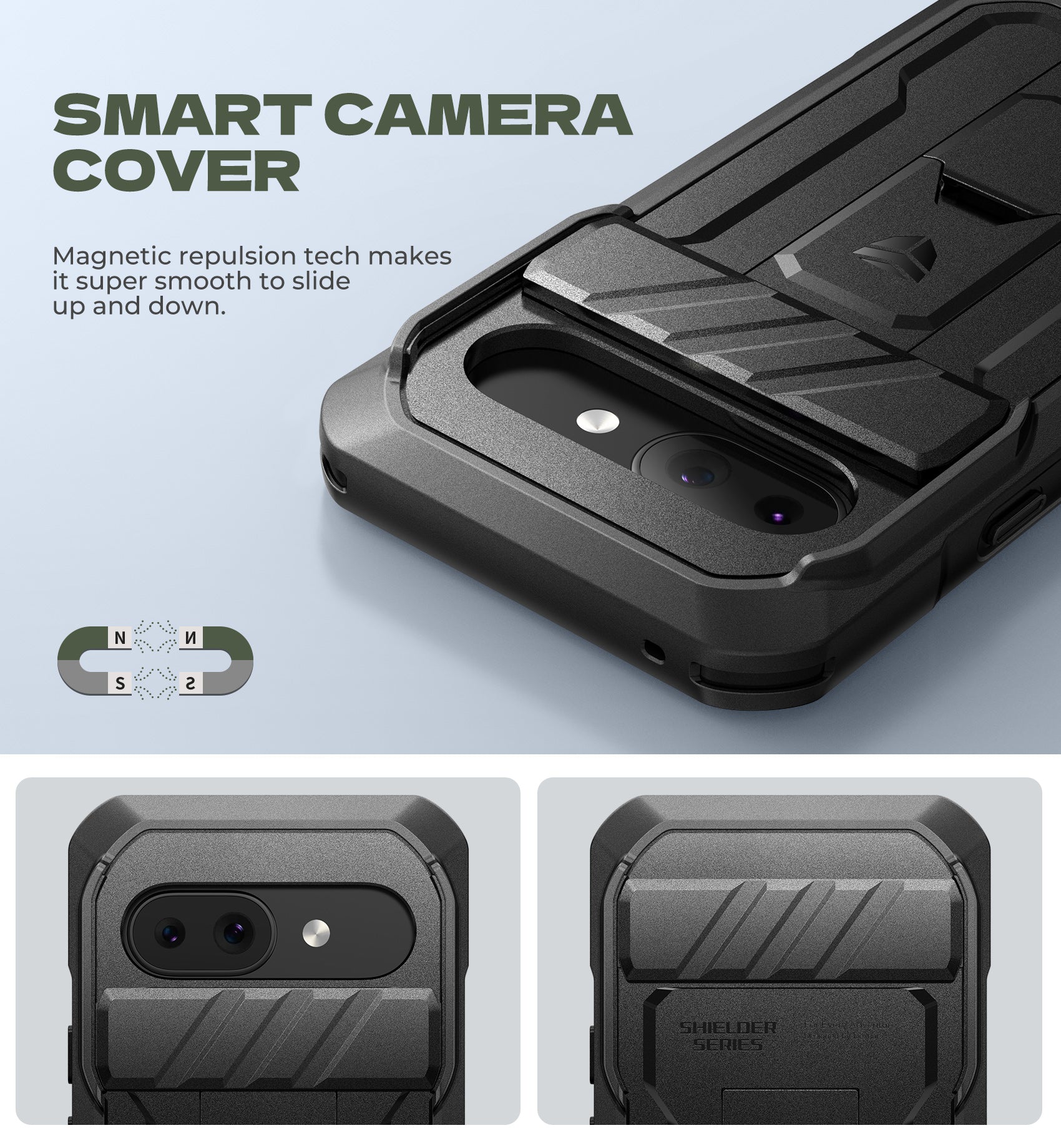 Dexnor Case for Google Pixel 9A With Screen Protector Full Body Bumper Kickstand Heavy-duty Shockproof Rugged Cover.