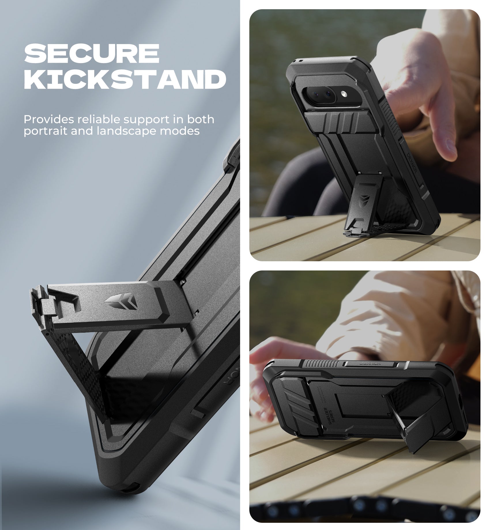 Dexnor Case for Google Pixel 9A With Screen Protector Full Body Bumper Kickstand Heavy-duty Shockproof Rugged Cover.