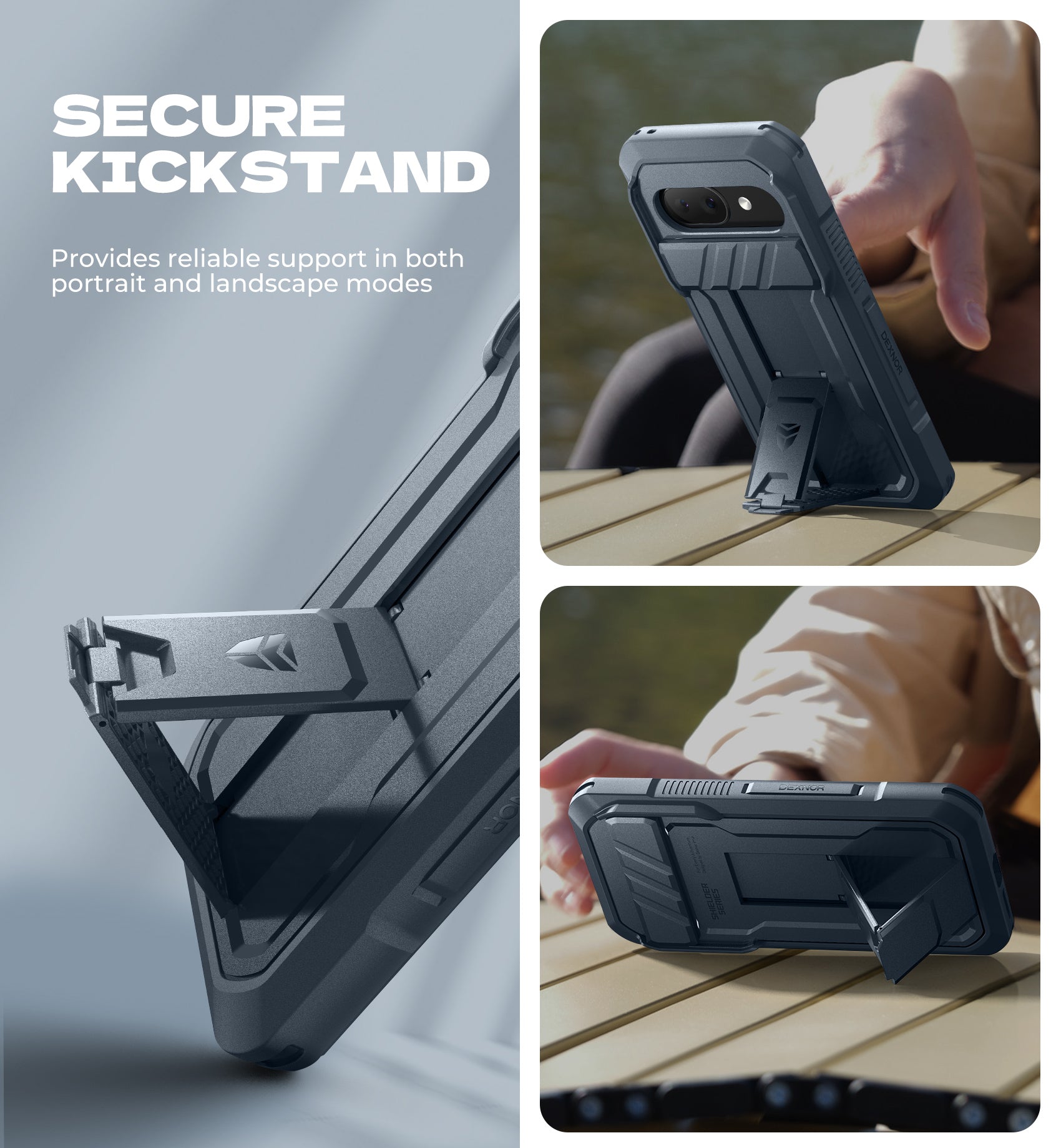 Dexnor Case for Google Pixel 9A With Screen Protector Full Body Bumper Kickstand Heavy-duty Shockproof Rugged Cover.