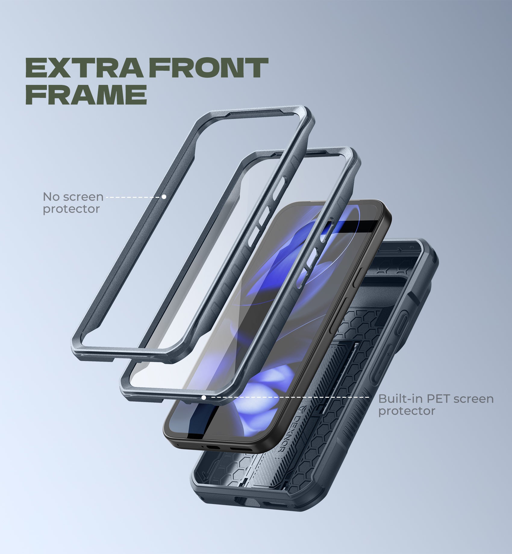 Dexnor Case for Google Pixel 9A With Screen Protector Full Body Bumper Kickstand Heavy-duty Shockproof Rugged Cover.