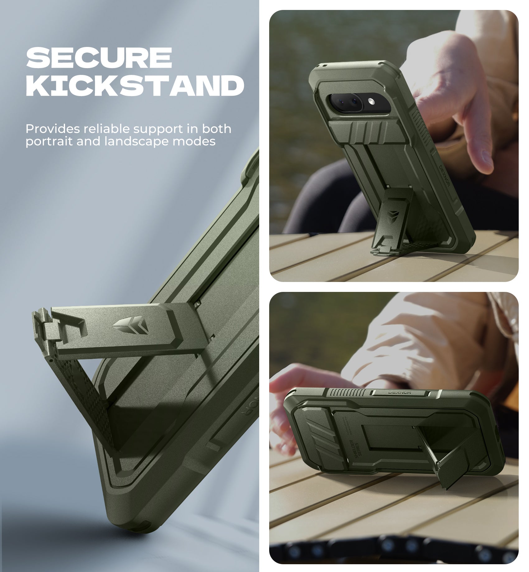 Dexnor Case for Google Pixel 9A With Screen Protector Full Body Bumper Kickstand Heavy-duty Shockproof Rugged Cover.
