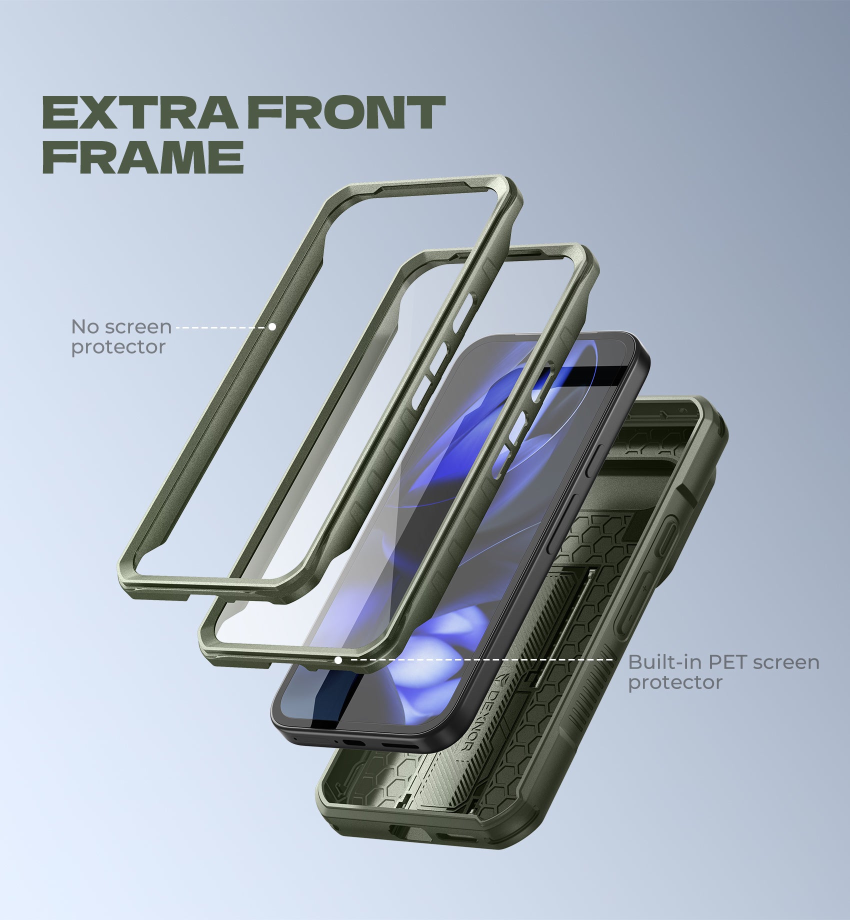 Dexnor Case for Google Pixel 9A With Screen Protector Full Body Bumper Kickstand Heavy-duty Shockproof Rugged Cover.