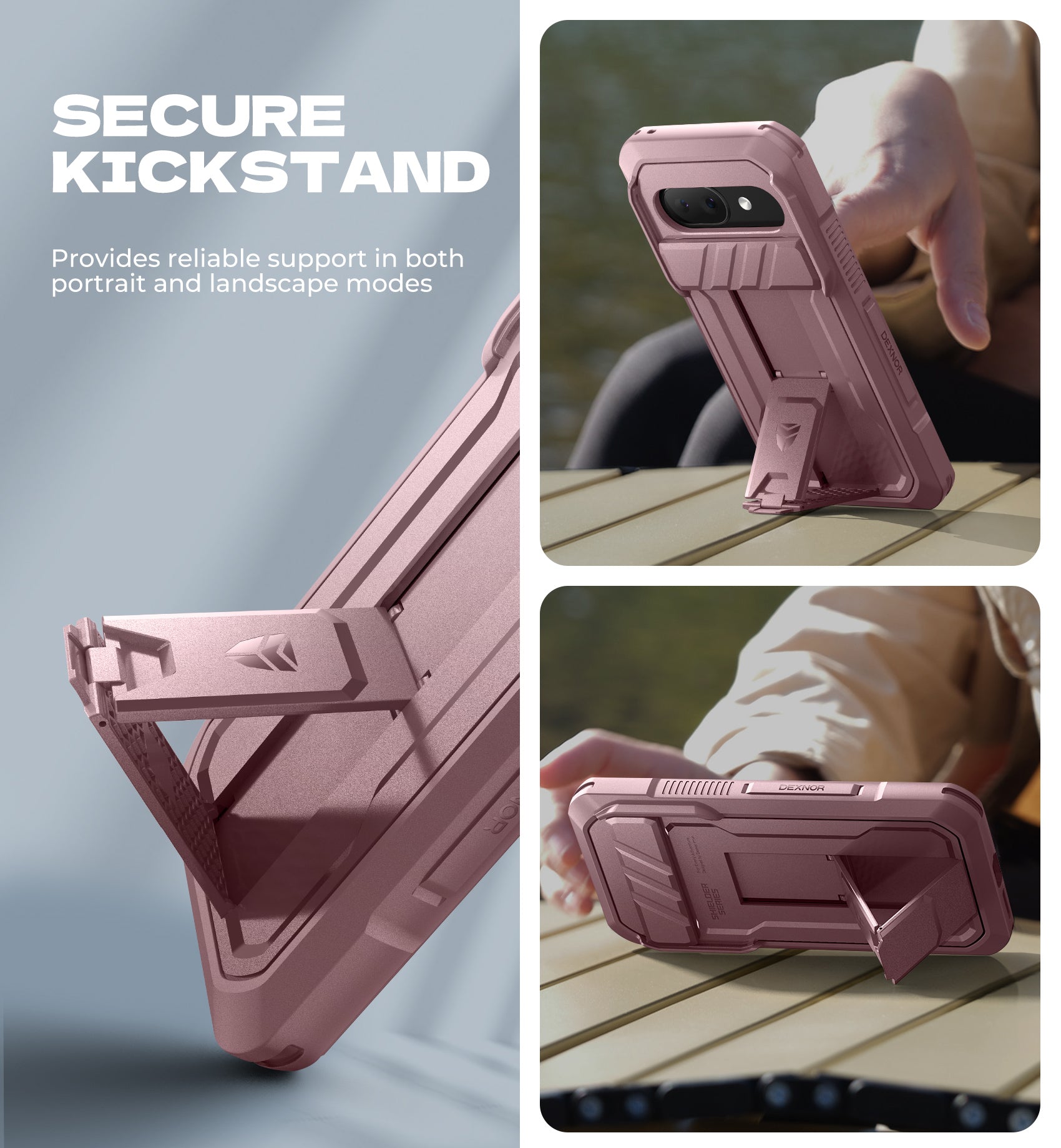 Dexnor Case for Google Pixel 9A With Screen Protector Full Body Bumper Kickstand Heavy-duty Shockproof Rugged Cover.
