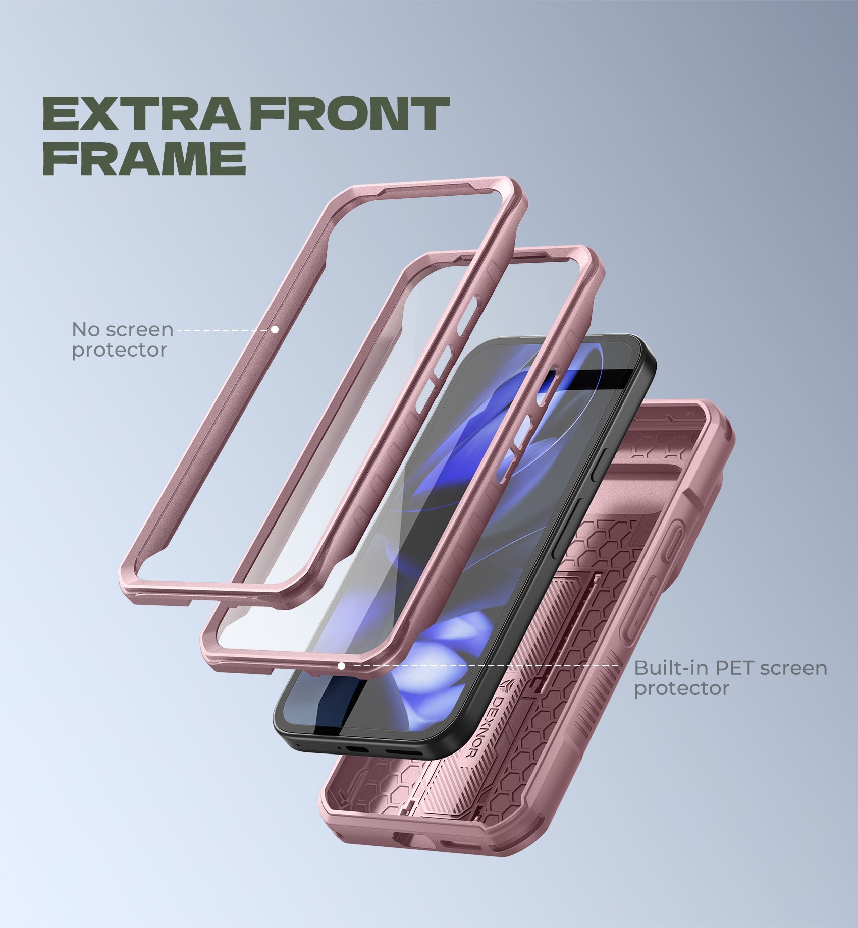 Dexnor Case for Google Pixel 9A With Screen Protector Full Body Bumper Kickstand Heavy-duty Shockproof Rugged Cover.