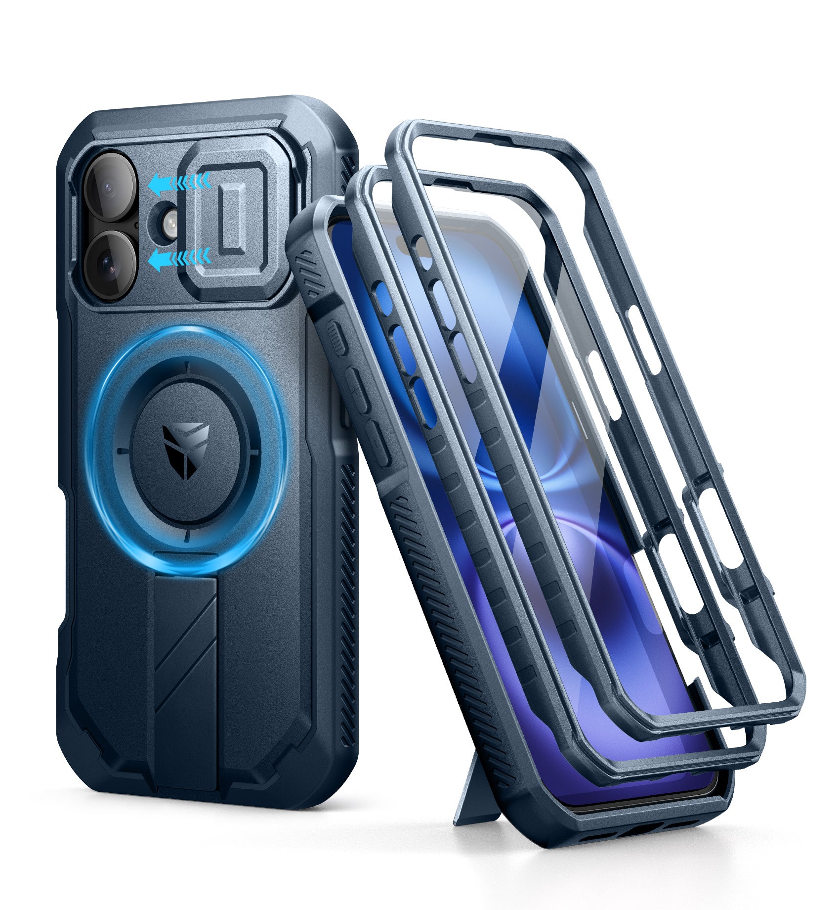 Dexnor Blue Case For iPhone 16 With Slide Camera Cover MagSafe Heavy-duty Shockproof Full Body Built-in Screen Protector Adjustable Kickstand-dexnorcase.com. Dexnor Blue Case For iPhone 16 With Slide Camera Cover MagSafe Heavy-duty Shockproof Full Body Built-in Screen Protector Adjustable Kickstand-dexnorcase.com.