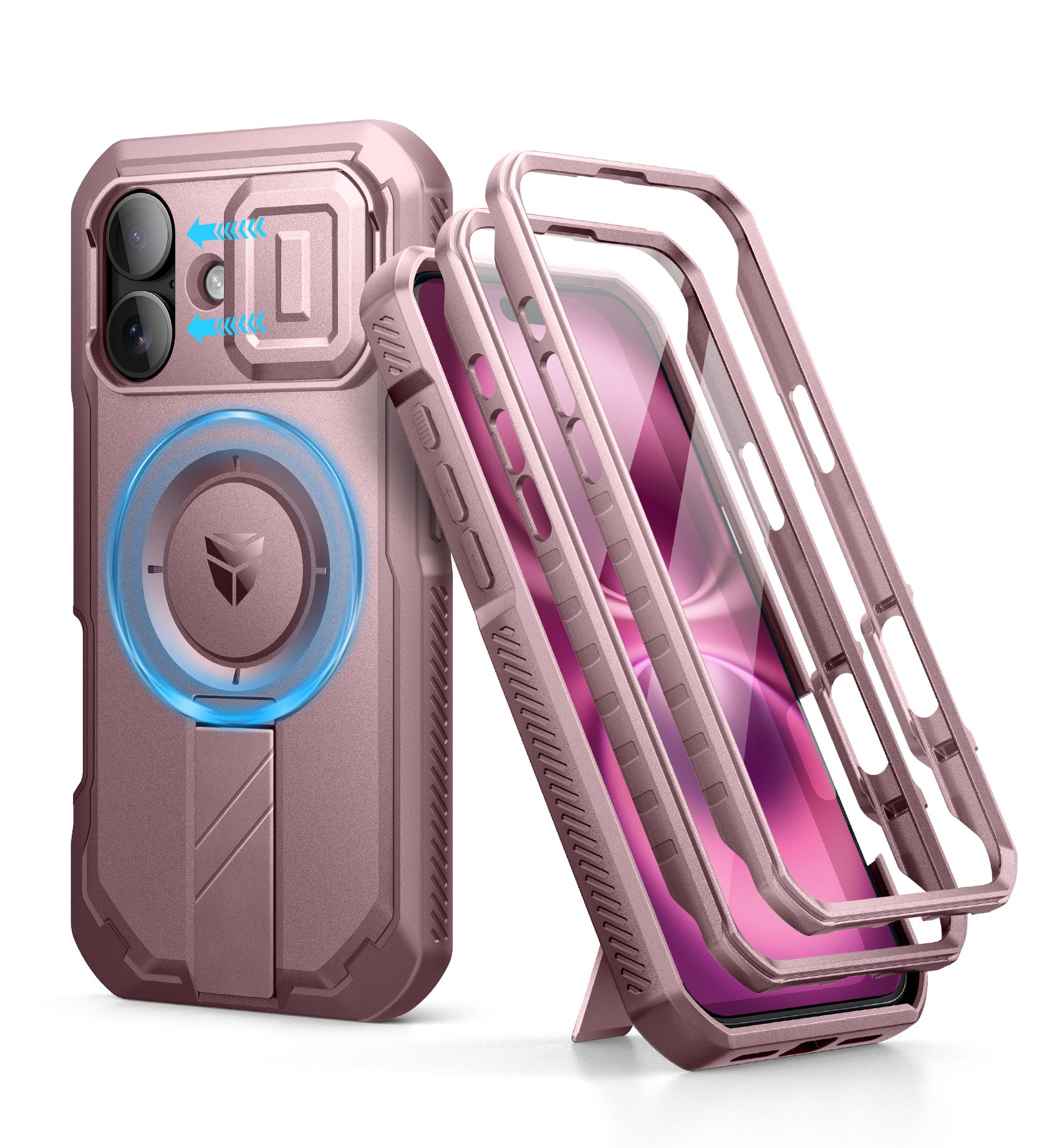 Dexnor Pink Case For iPhone 16 With Slide Camera Cover MagSafe Heavy-duty Shockproof Full Body Built-in Screen Protector Adjustable Kickstand Dexnor Pink Case For iPhone 16 With Slide Camera Cover MagSafe Heavy-duty Shockproof Full Body Built-in Screen Protector Adjustable Kickstand