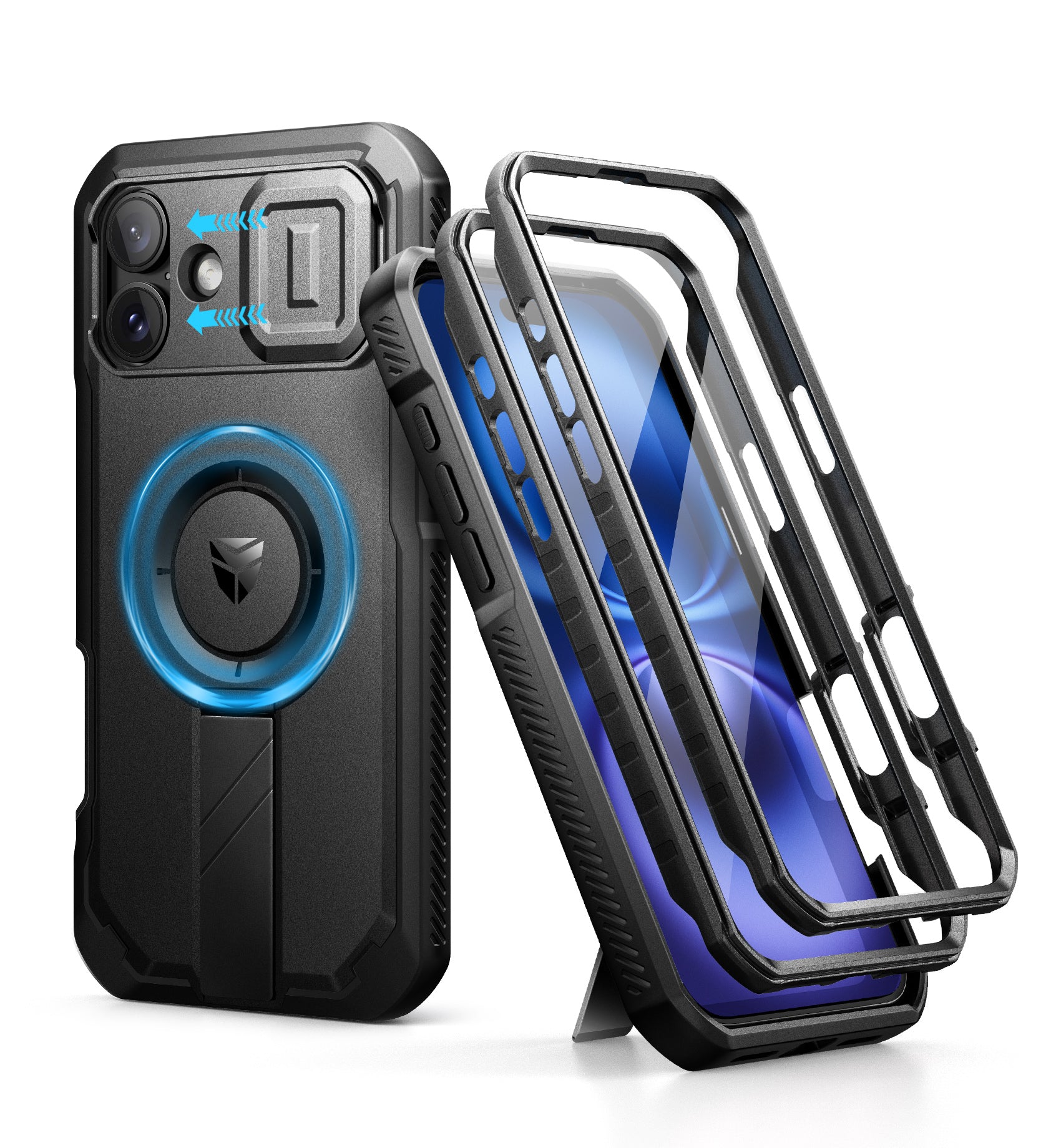 Dexnor Black Case For iPhone 16 Plus With Slide Camera Cover