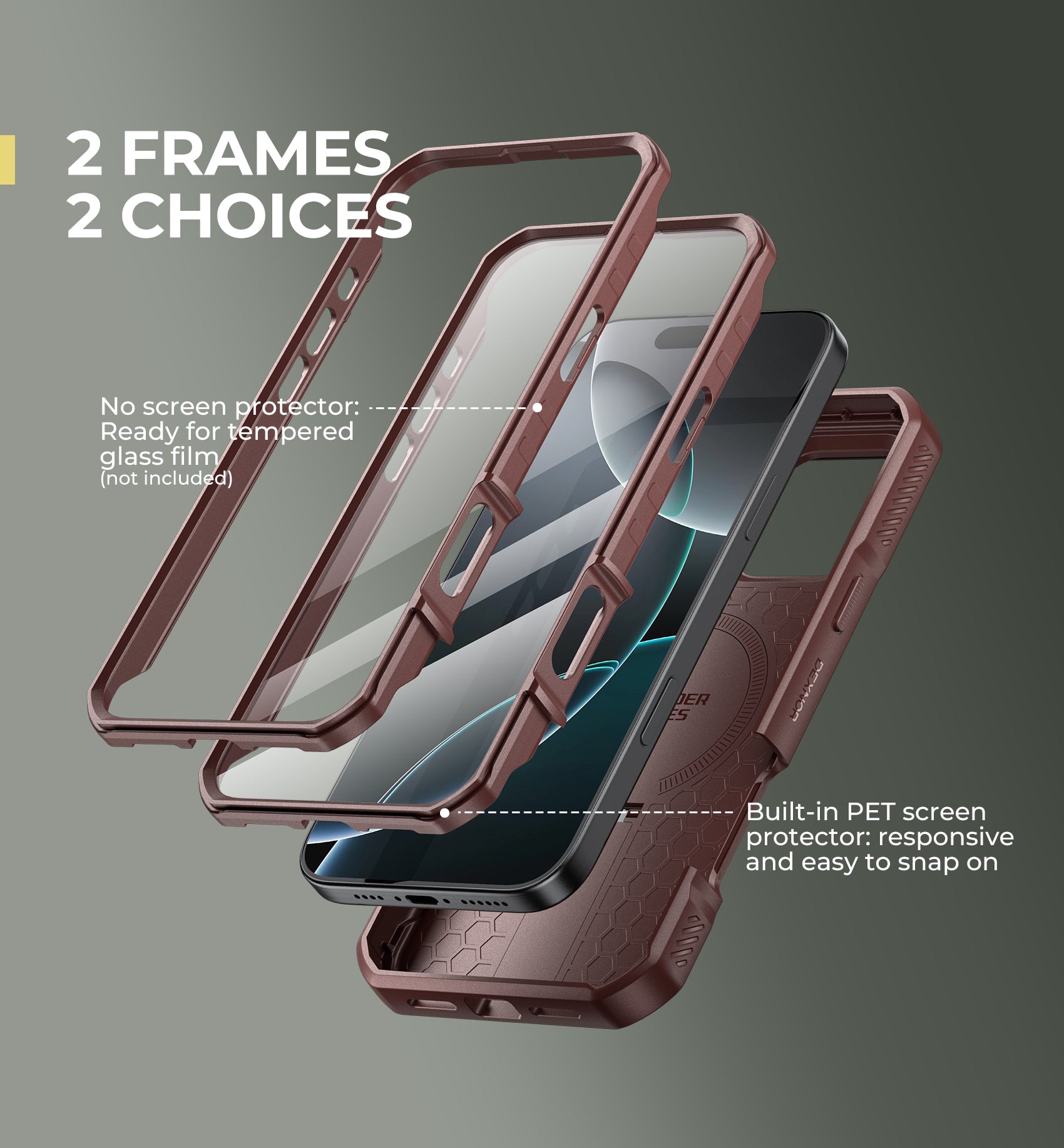 Dexnor Red Case For iPhone 16 Pro Max With Slide Camera Cover MagSafe Heavy-duty Shockproof Full Body Built-in Screen Protector Adjustable Kickstand