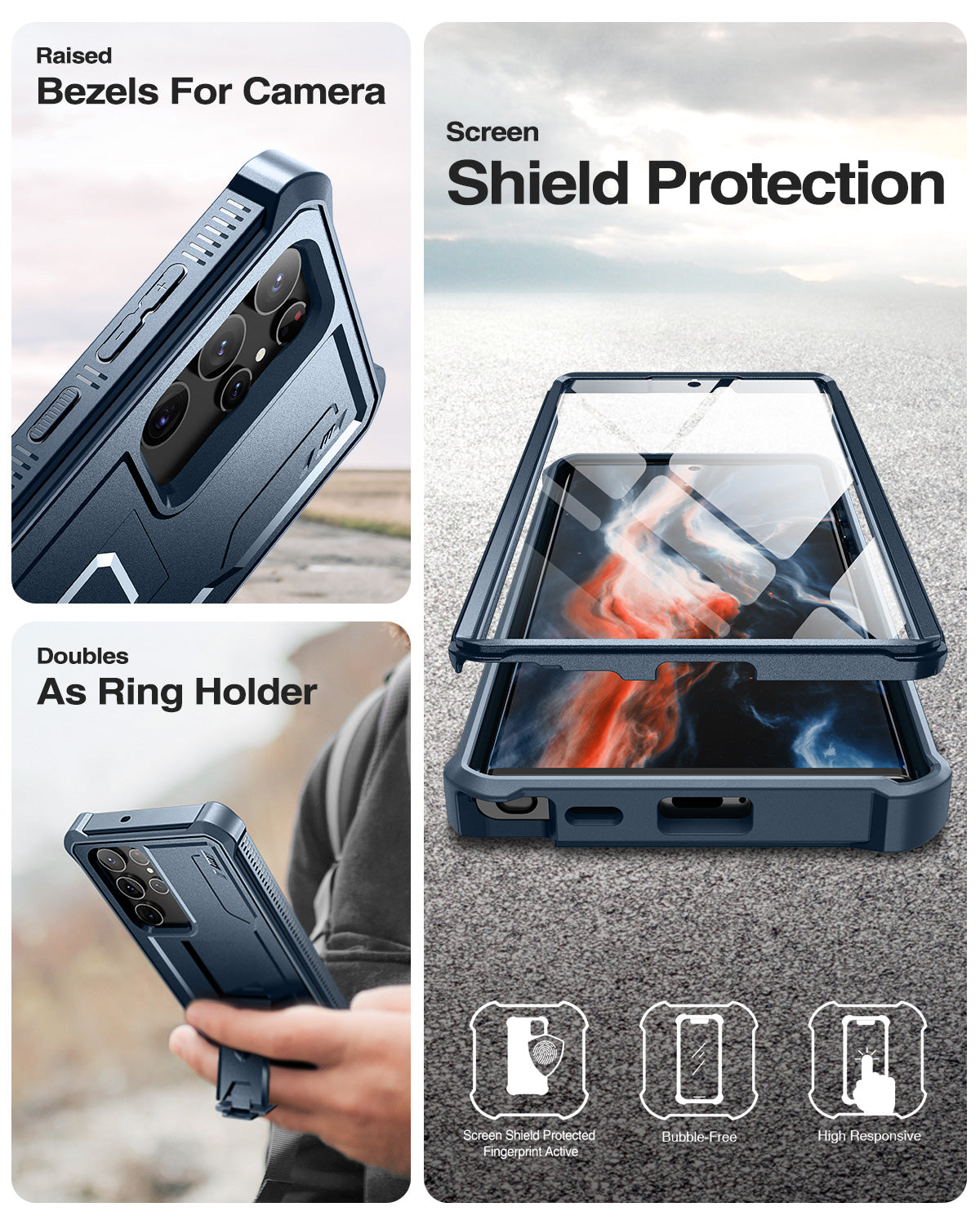 Dexnor Case for Samsung Galaxy S22 Ultra With Single Screen Protector Full Body Bumper Kickstand Heavy-duty Shockproof Rugged Cover.
