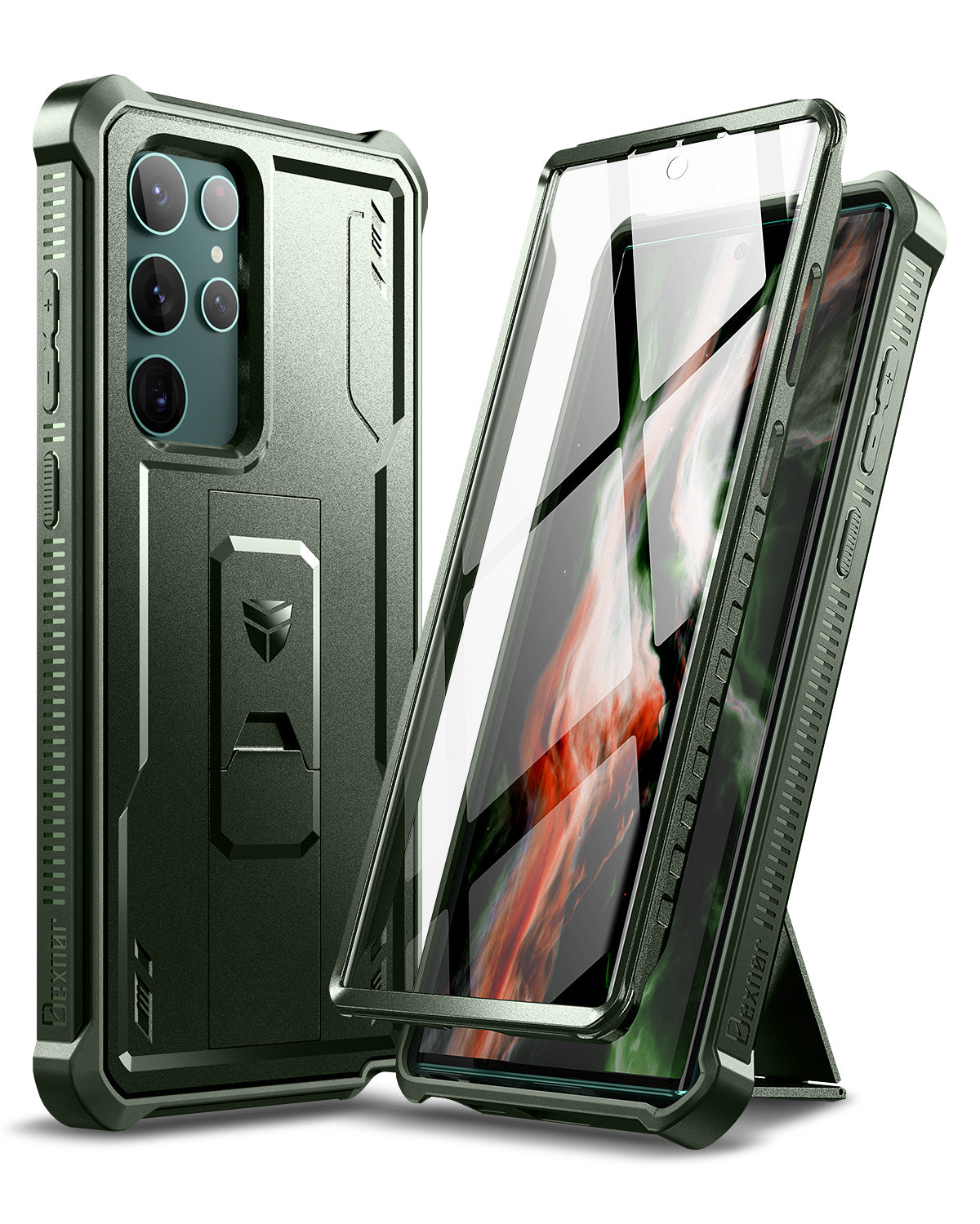 Dexnor Case for Samsung Galaxy S22 Ultra With Single Screen Protector Full Body Bumper Kickstand Heavy-duty Shockproof Rugged Cover.
