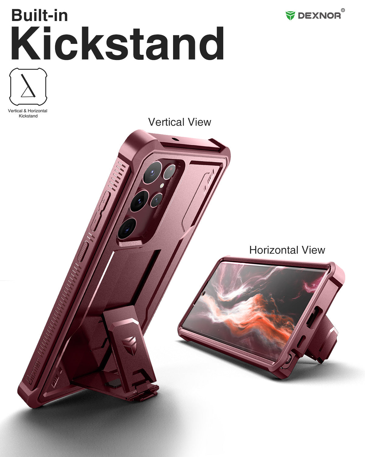 Dexnor Case for Samsung Galaxy S22 Ultra With Single Screen Protector Full Body Bumper Kickstand Heavy-duty Shockproof Rugged Cover.