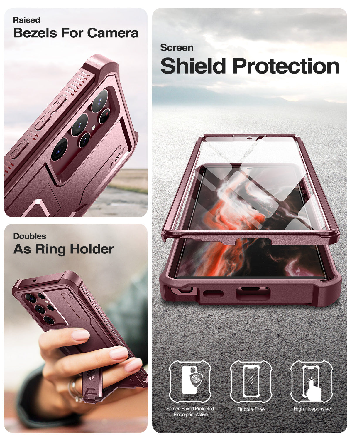 Dexnor Case for Samsung Galaxy S22 Ultra With Single Screen Protector Full Body Bumper Kickstand Heavy-duty Shockproof Rugged Cover.