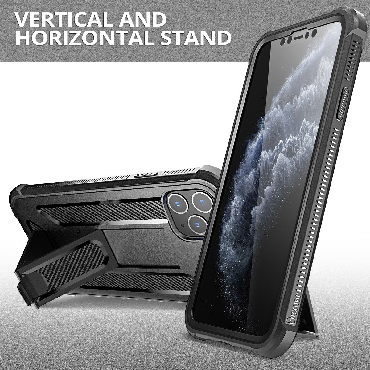 Dexnor Case for iPhone 11 Pro Max With Screen Protector Full Body Bumper Kickstand Heavy-duty Shockproof Rugged Cover.