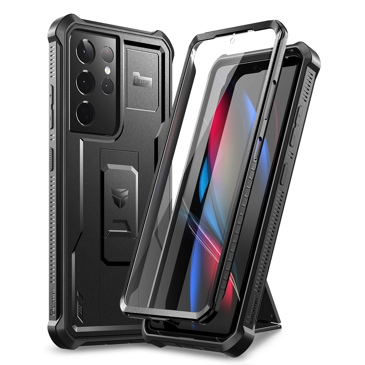 Dexnor Case for Samsung Galaxy S21 Ultra With Single Screen Protector Full Body Bumper Kickstand Heavy-duty Shockproof Grade Cover.