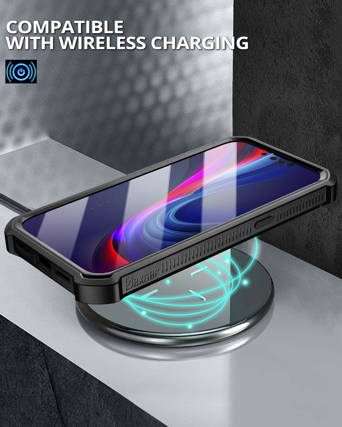 Dexnor for iphone 14/13 Case With Heavy-duty Shockproof Full Body Built-in Screen Protector Adjustable Kickstand
